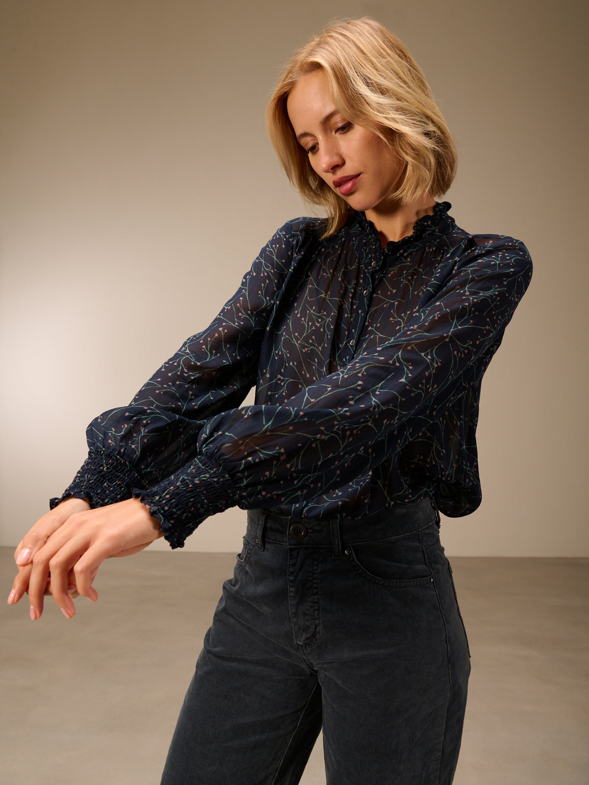 Blouse with ruffle detail