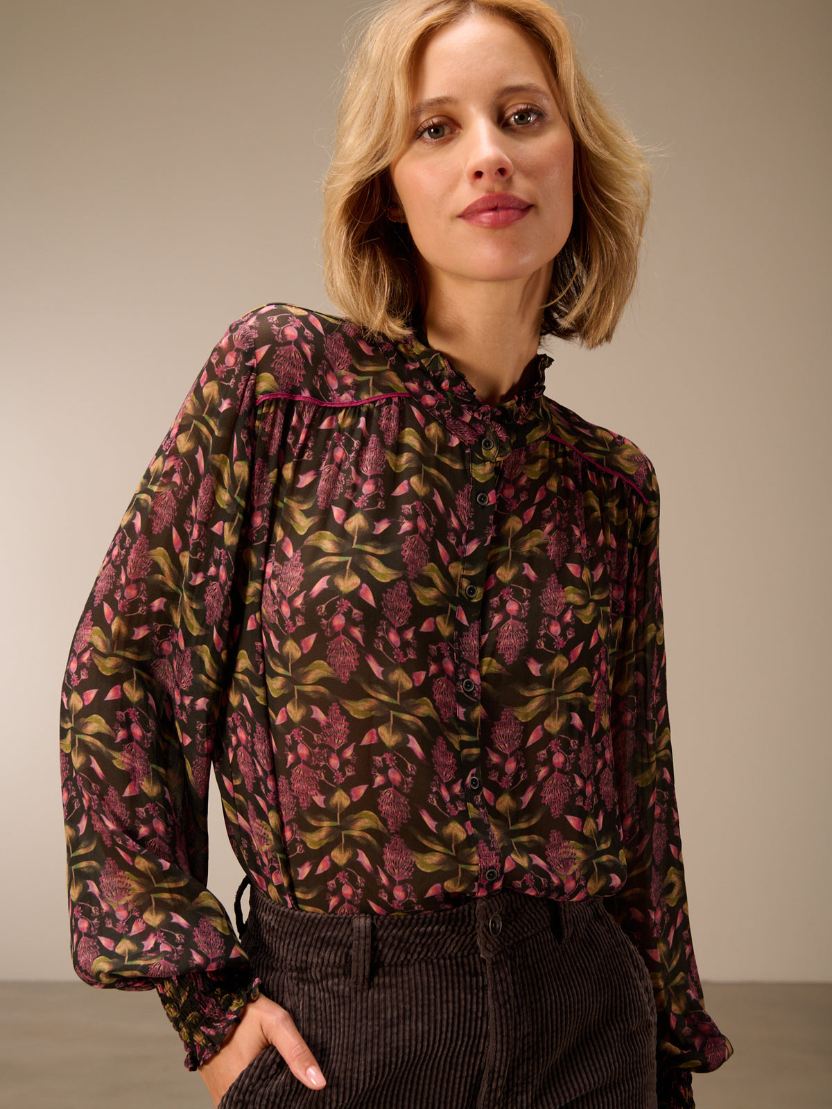 Blouse with ruffle detail