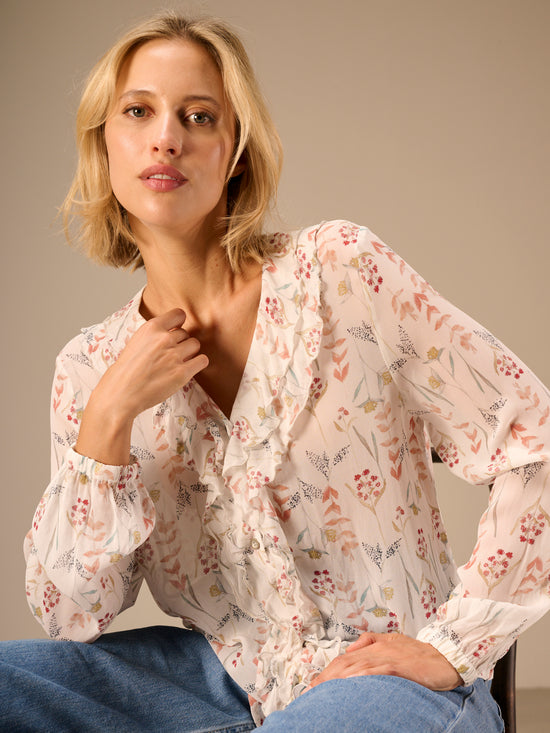 blouse avec détails à volants