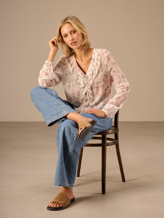 blouse avec détails à volants