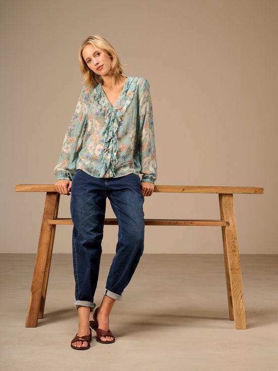 blouse avec détails à volants