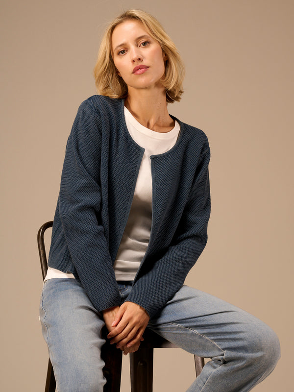 Strickjacke mit Rundhals