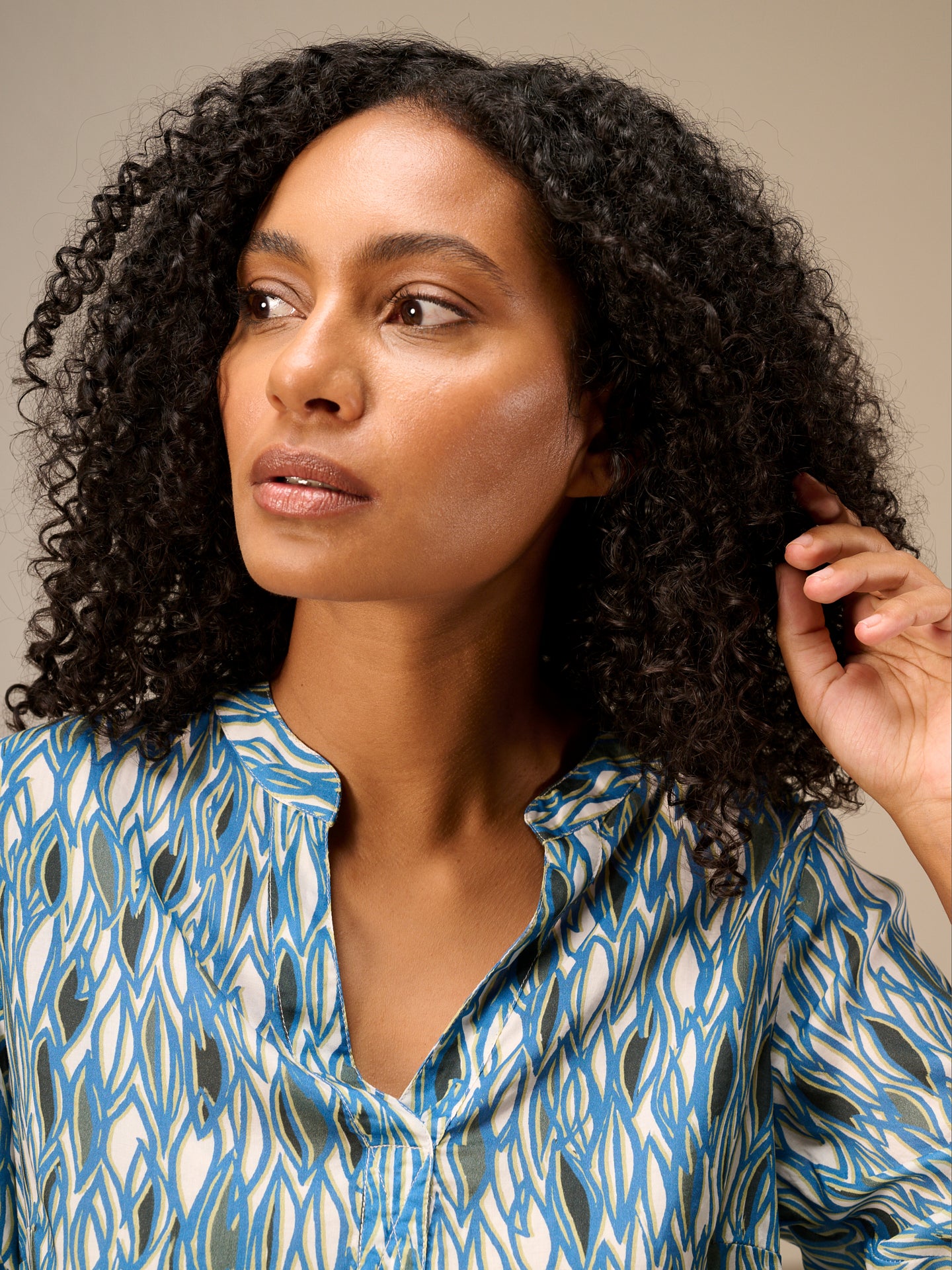 Blouse with stand-up collar