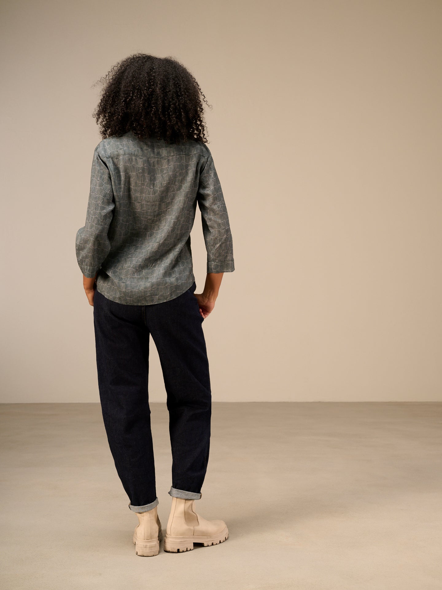 Blouse with stand-up collar