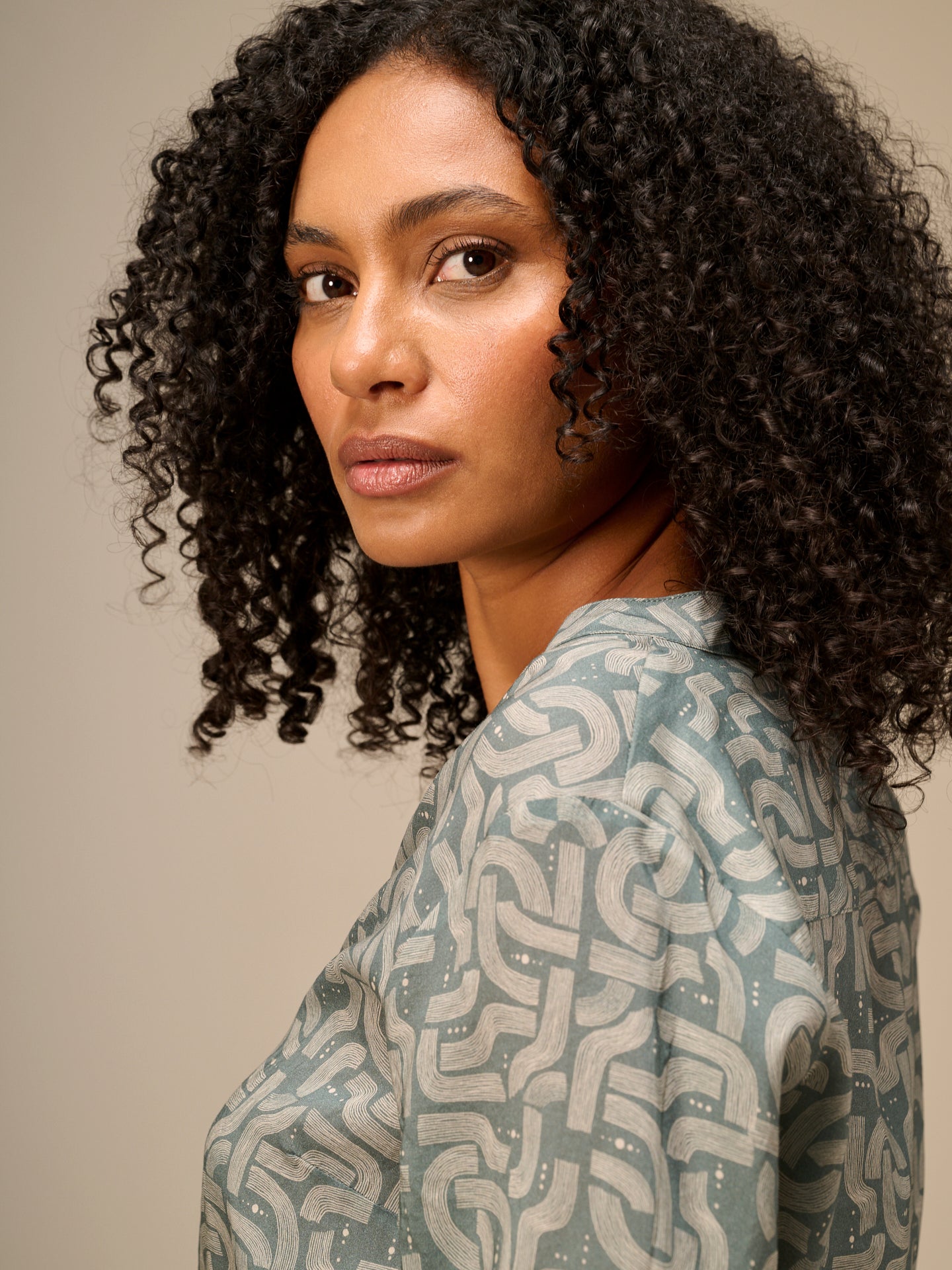 Blouse with stand-up collar