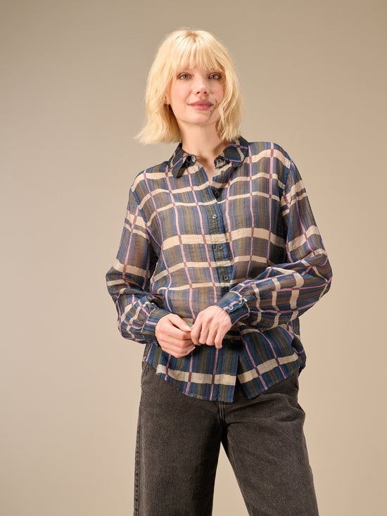 Blusa con motivo a quadri