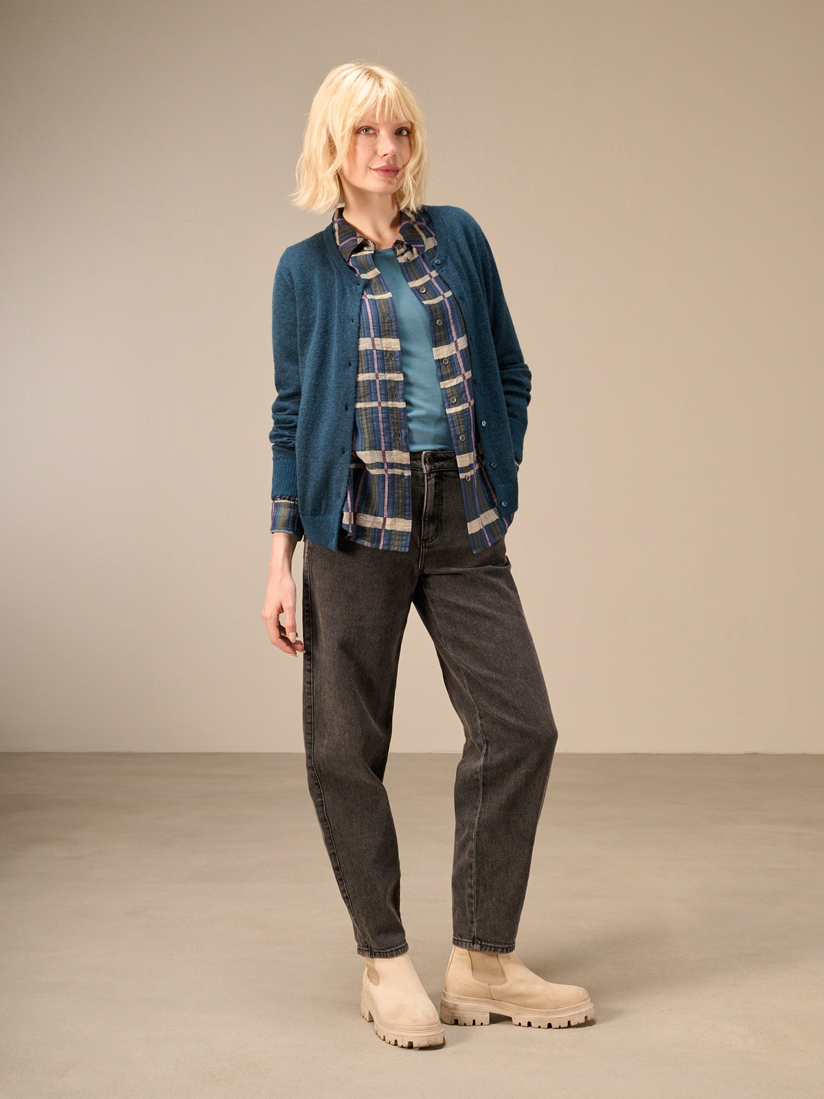 Blusa con motivo a quadri