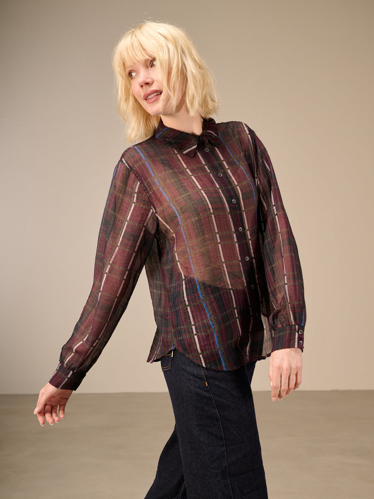 Blusa con motivo a quadri