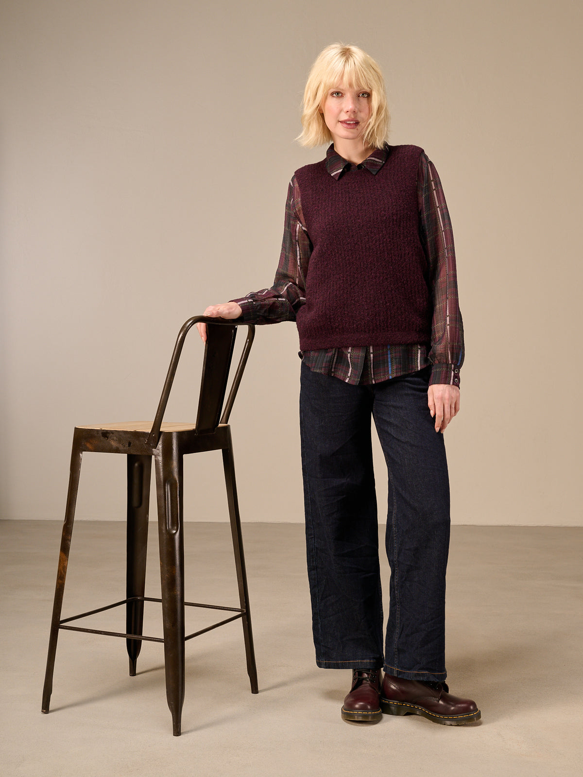 Blusa con motivo a quadri