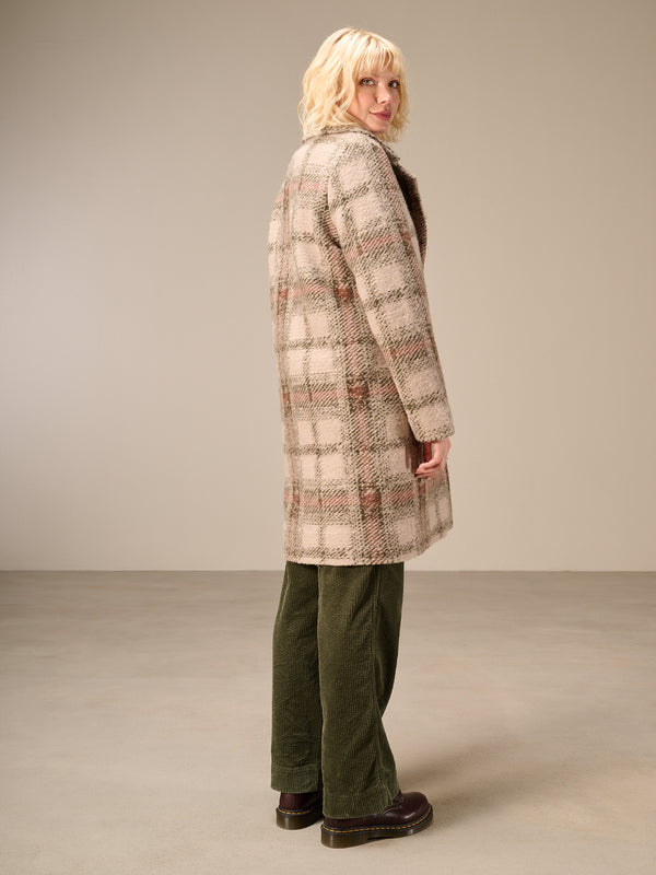 Coat with check pattern
