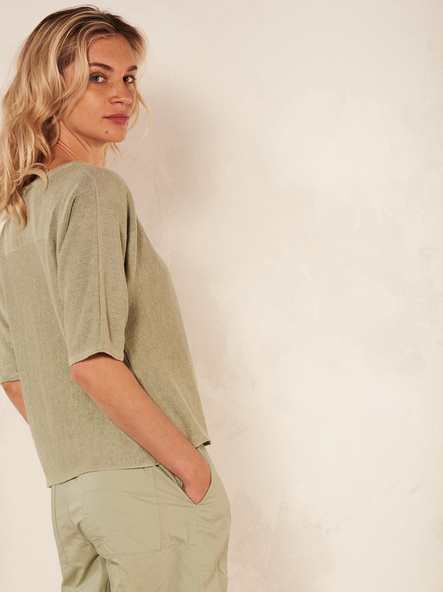 Strickpullover mit Leinen