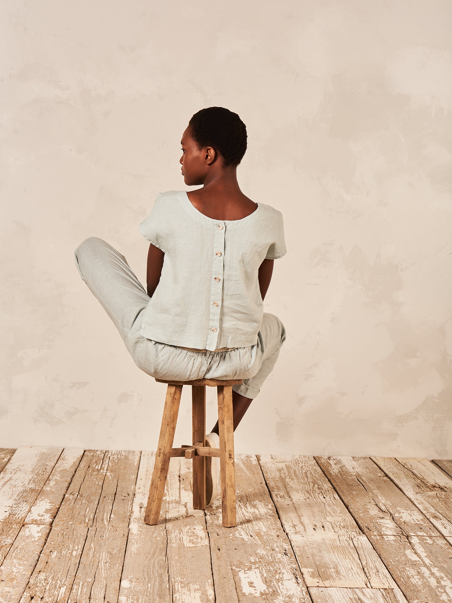 Bluse mit Leinen