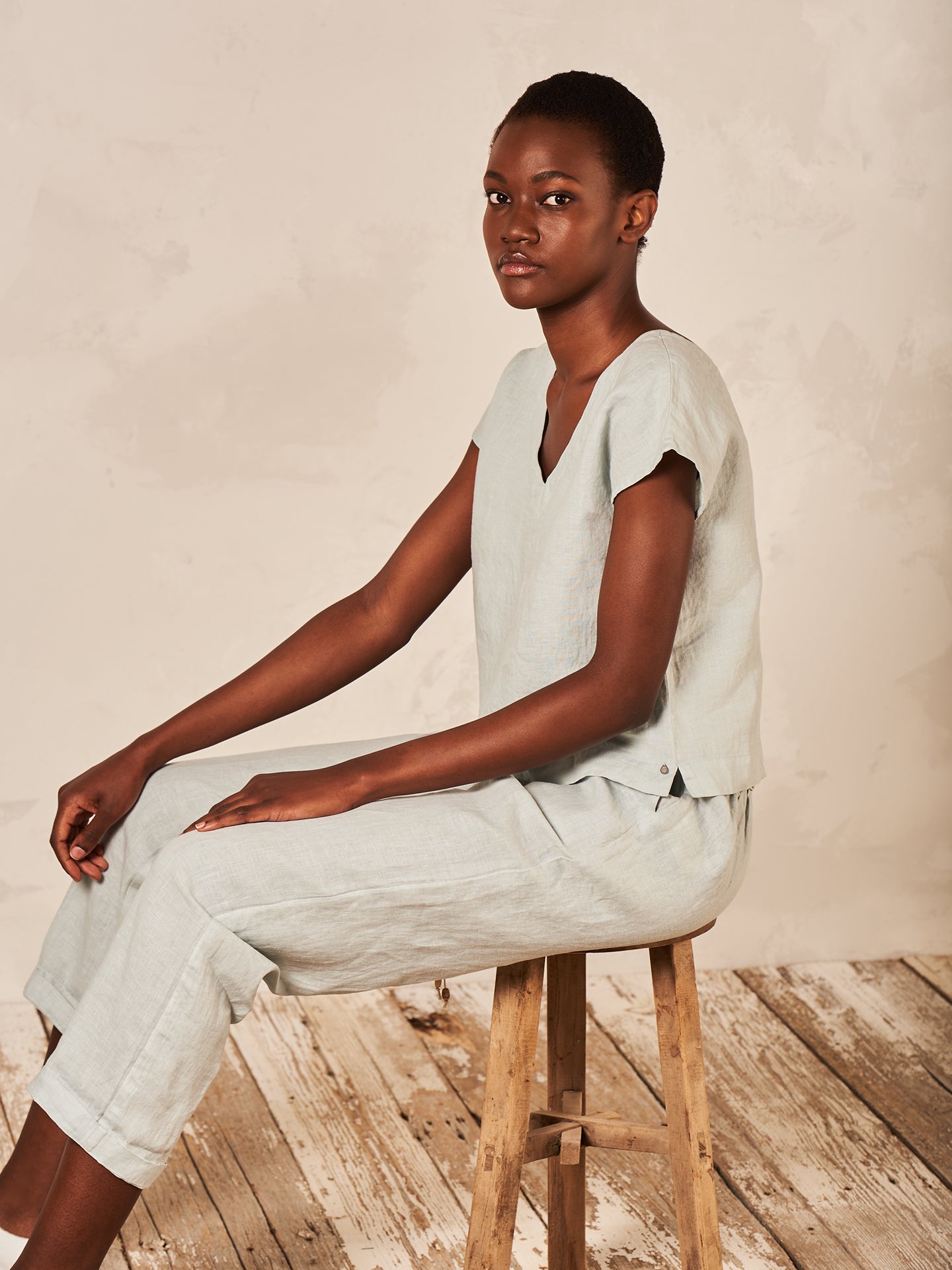 Bluse mit Leinen