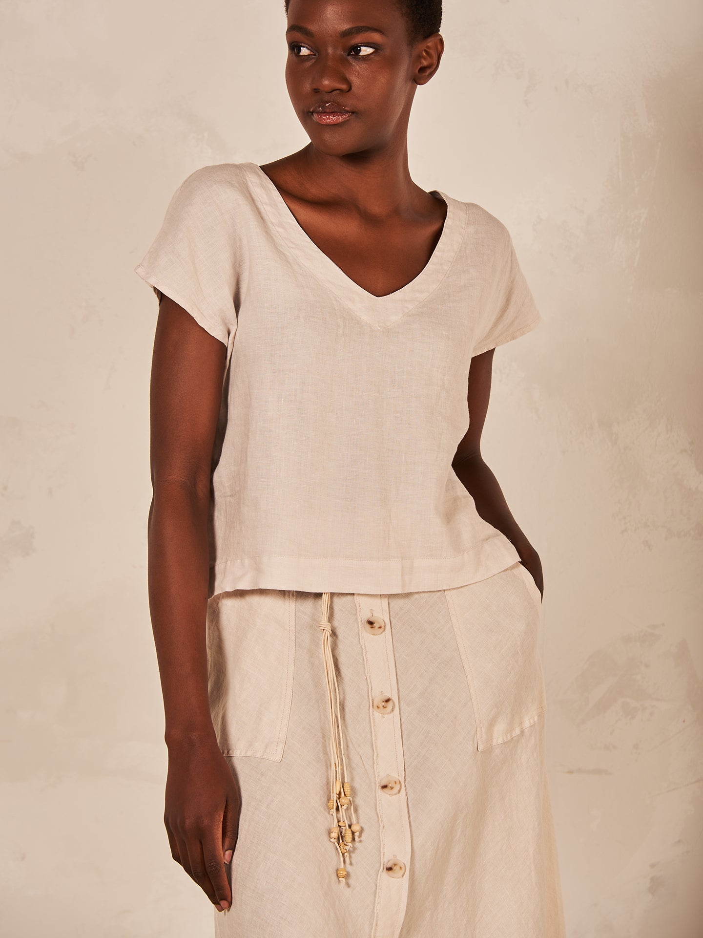 Bluse mit Leinen