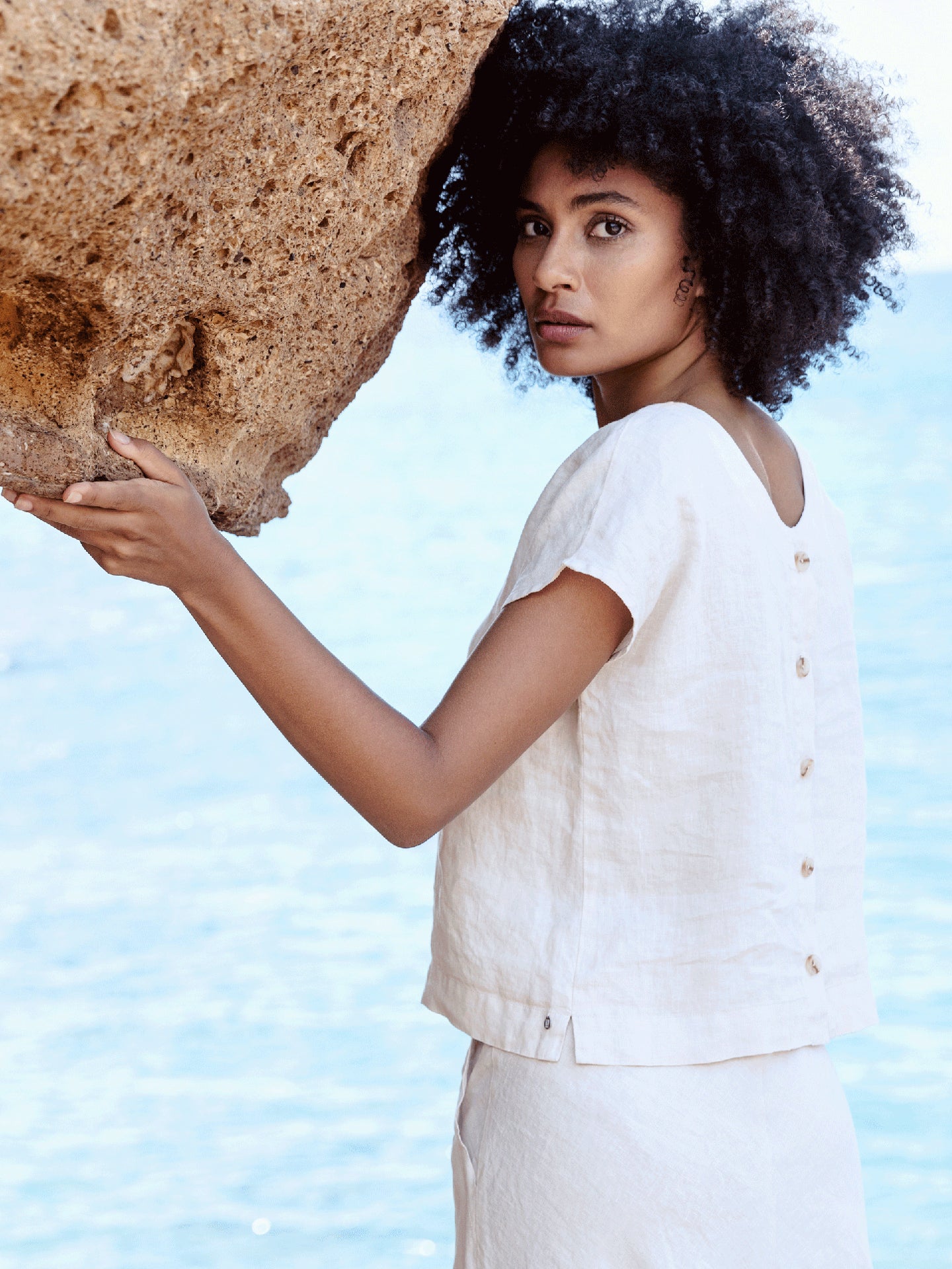 Bluse mit Leinen