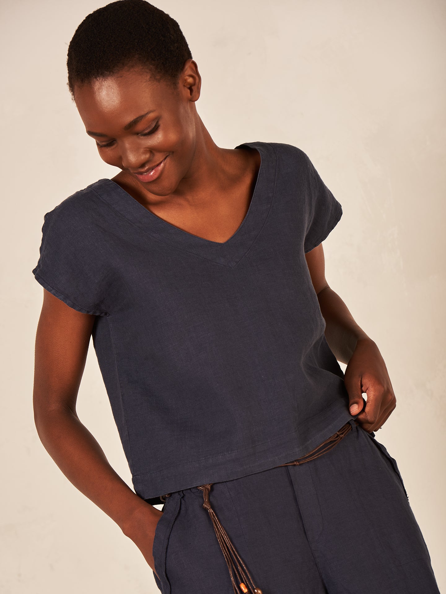 Bluse mit Leinen