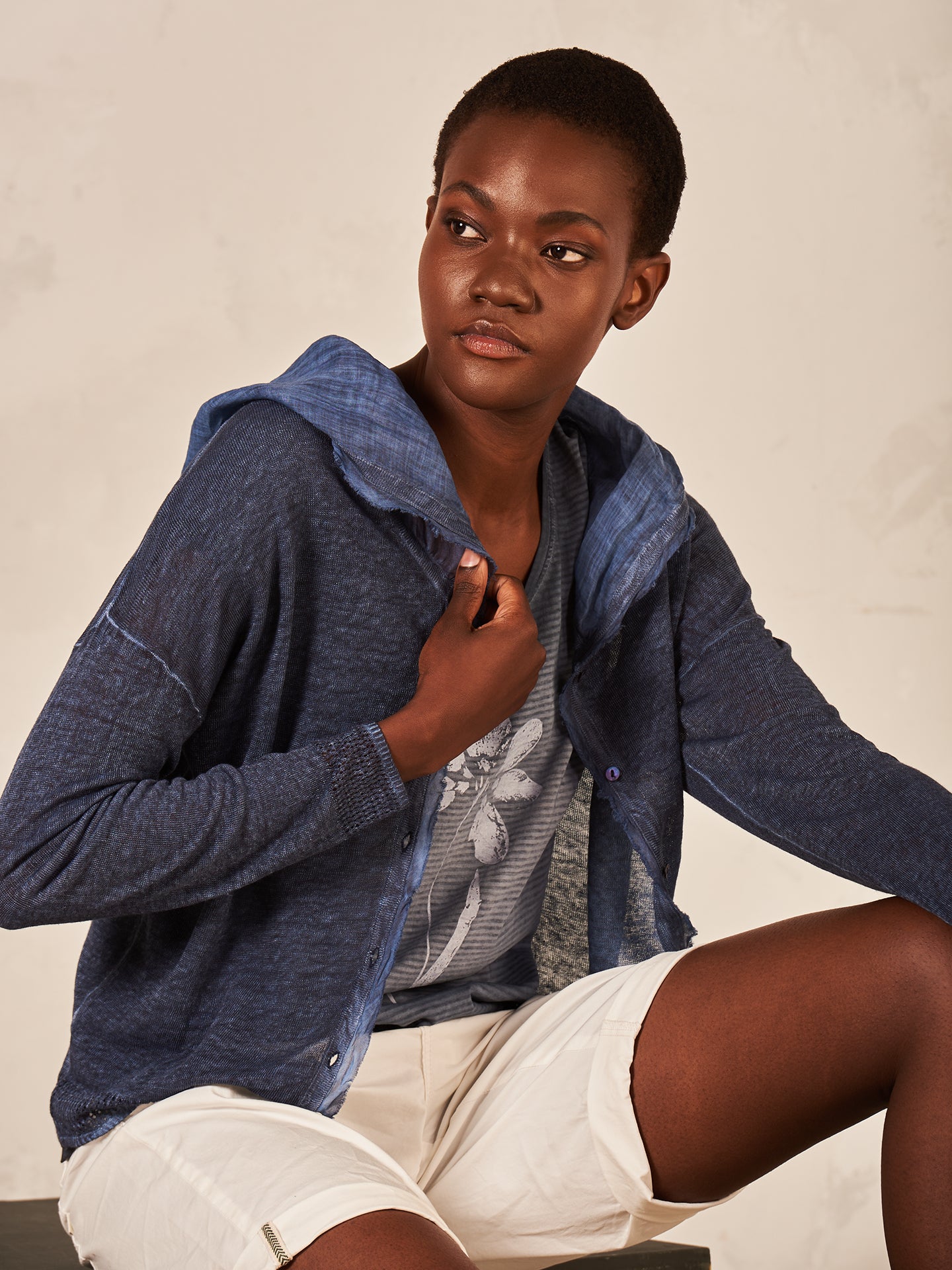 Cardigan with linen