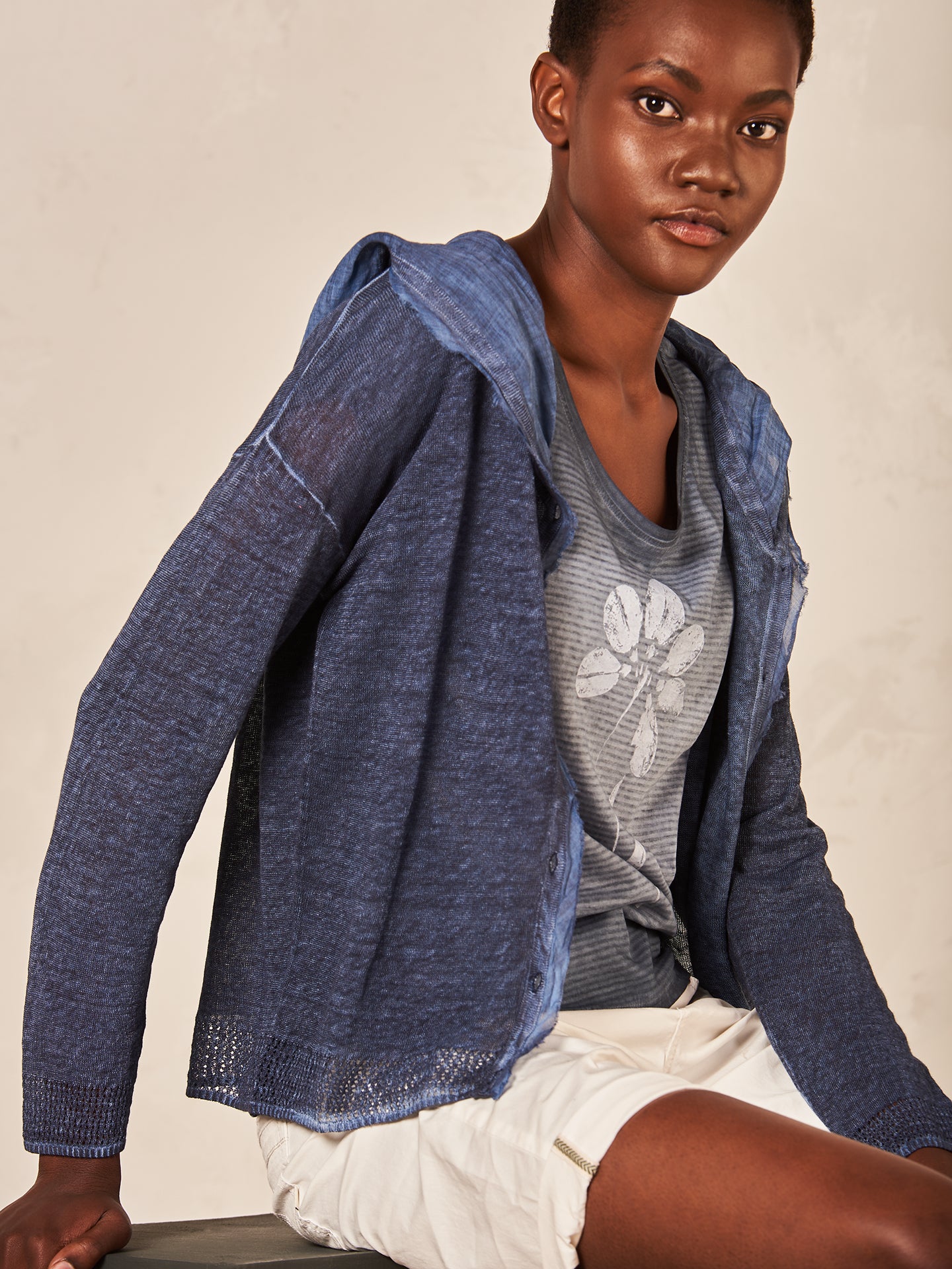 Cardigan with linen