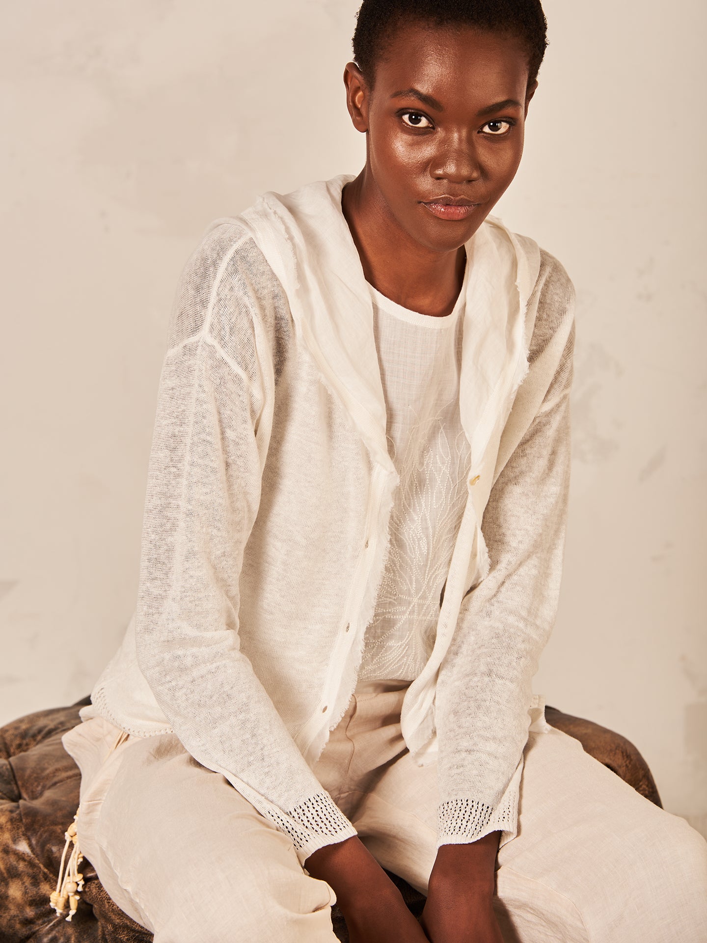 Cardigan with linen