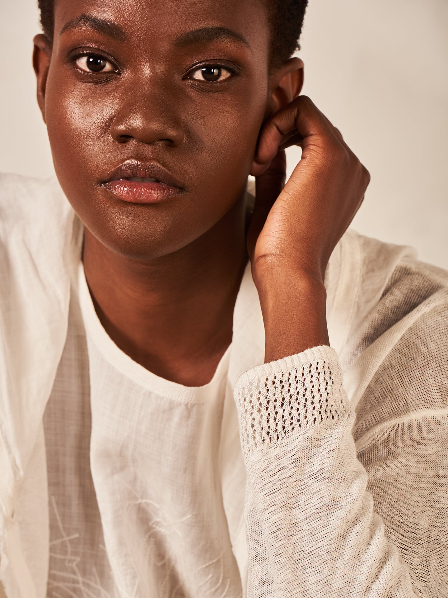 Cardigan with linen