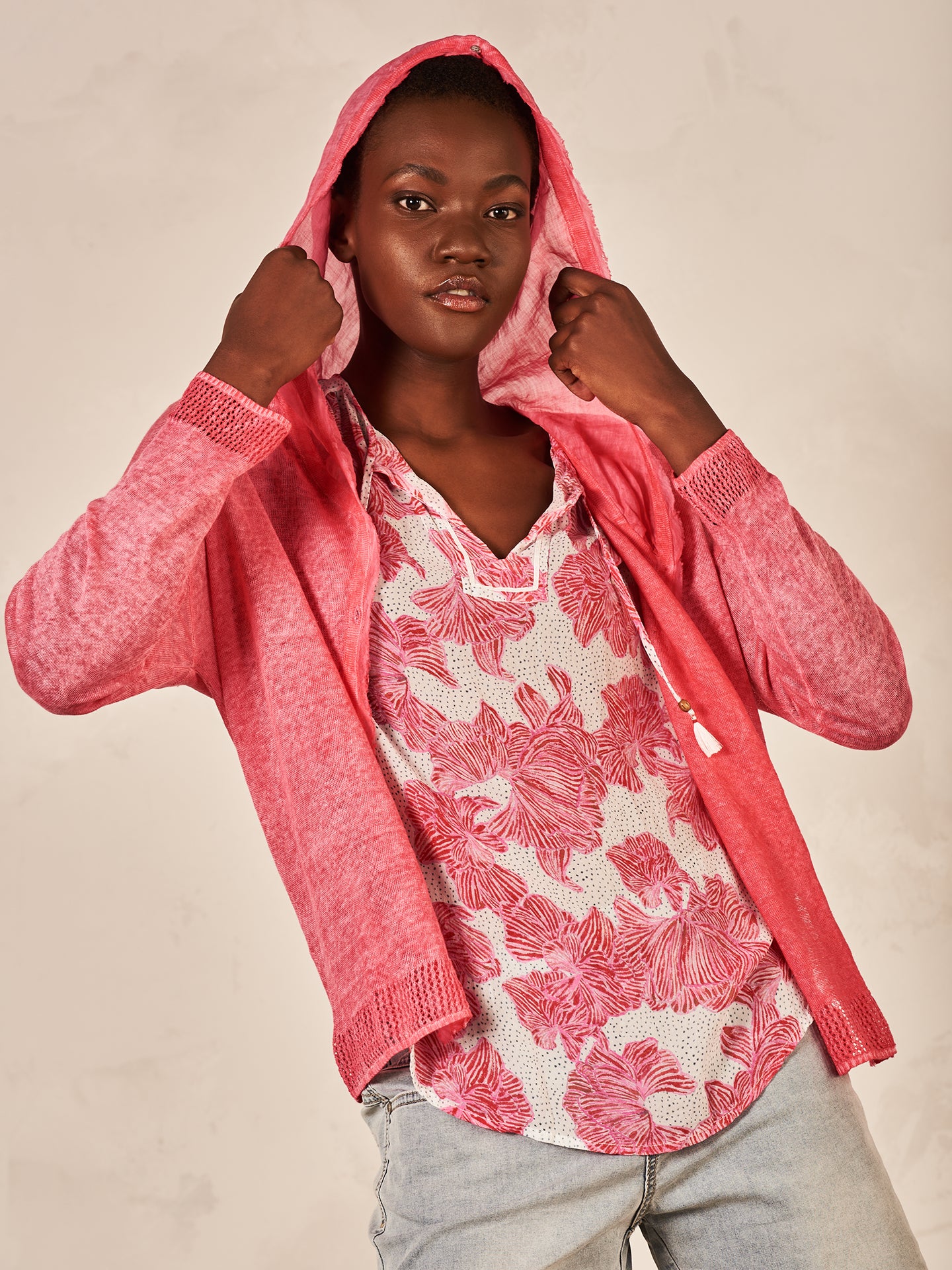 Cardigan with linen