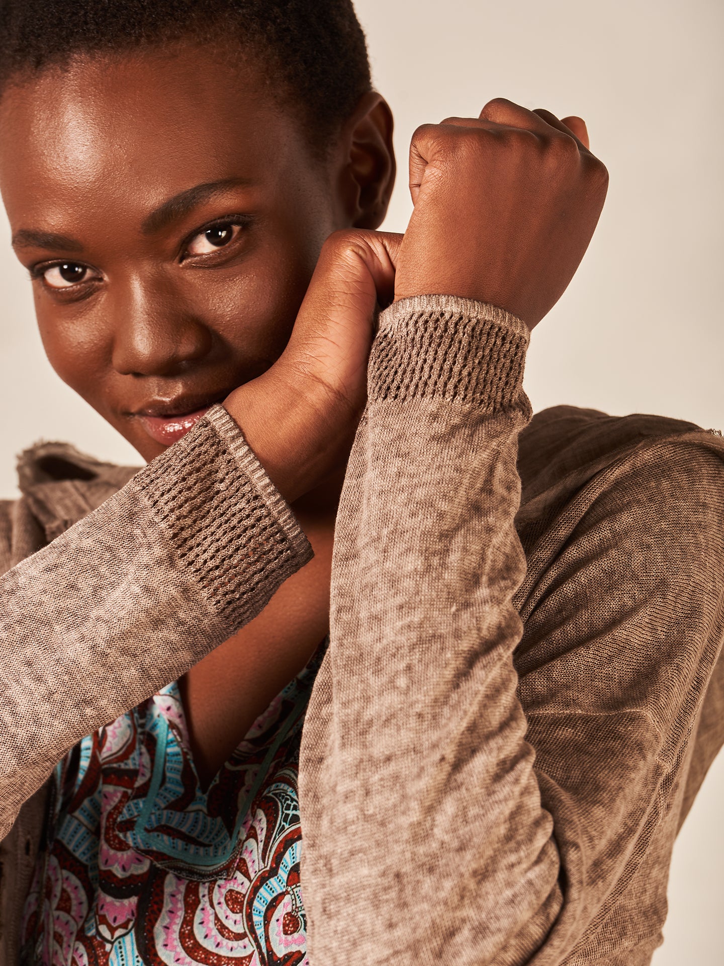Cardigan with linen