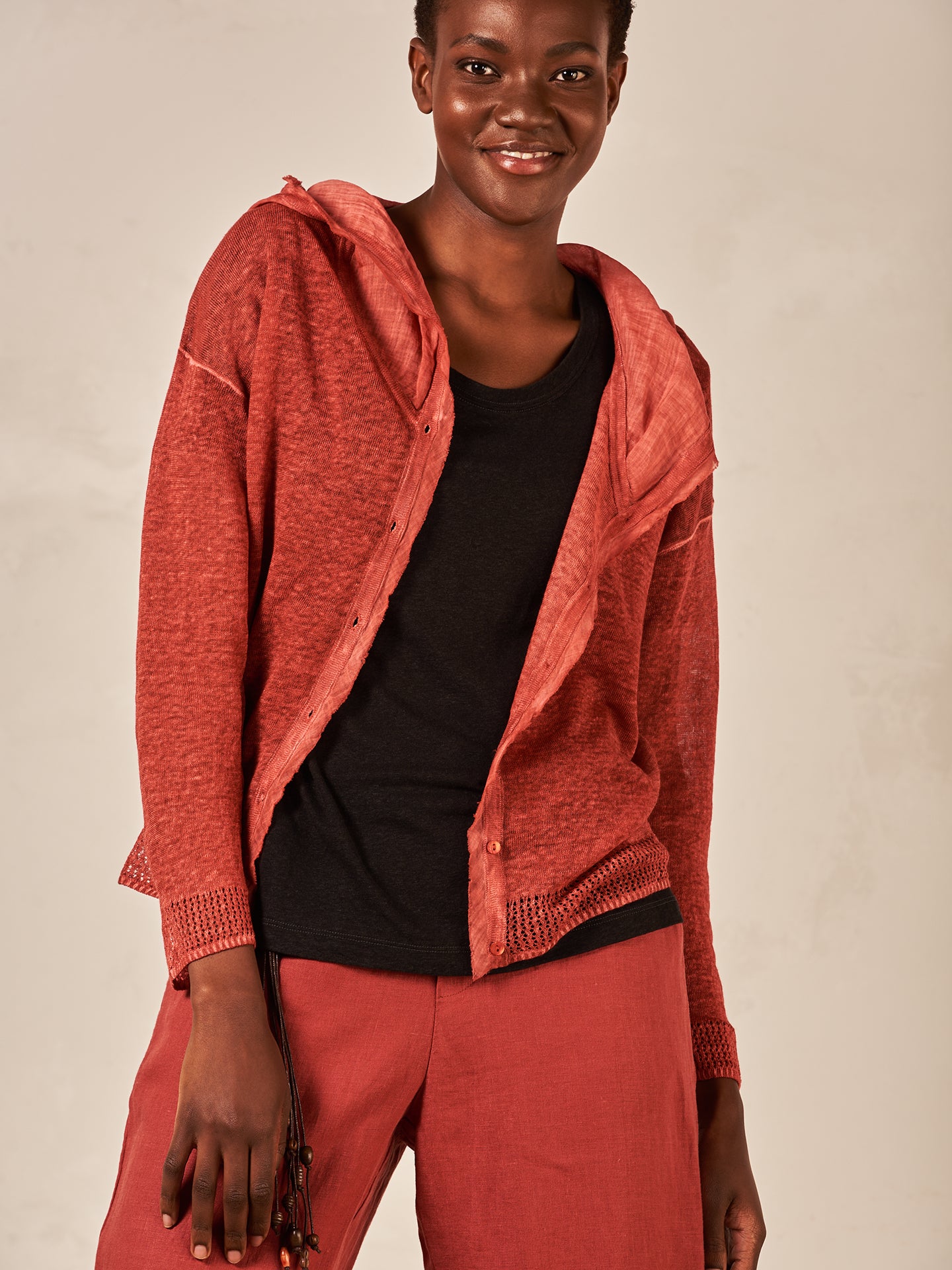 Cardigan with linen