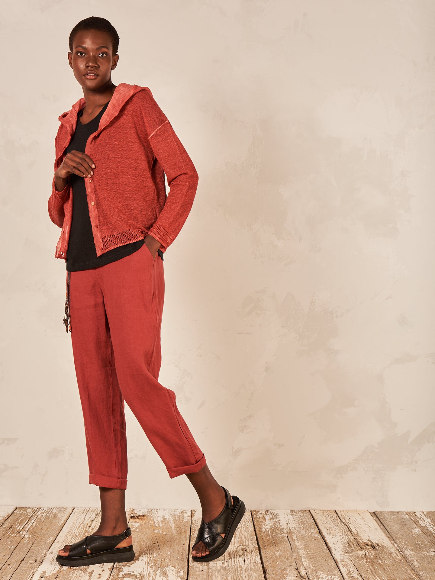 Cardigan with linen