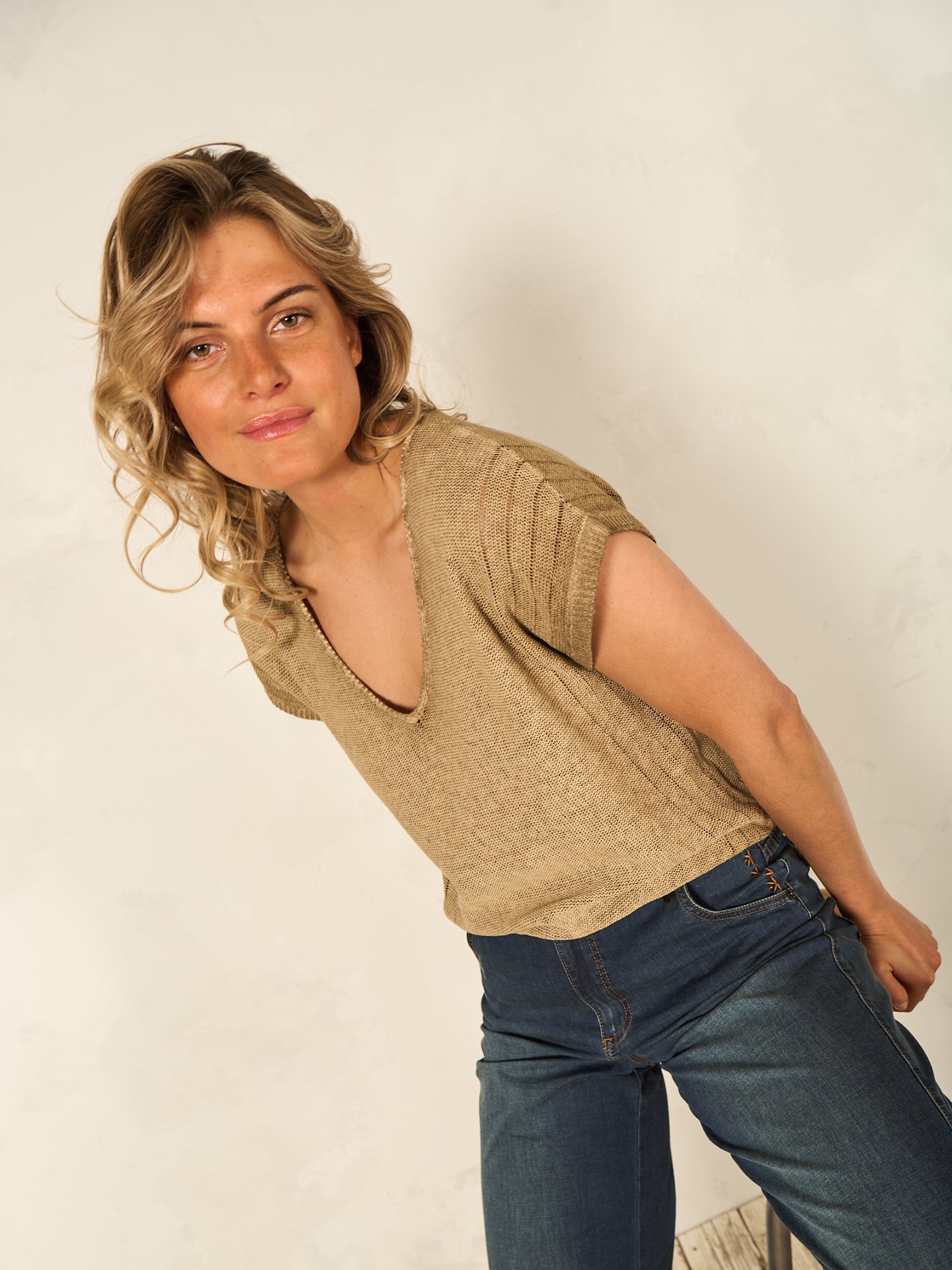 Maglione in maglia misto lino