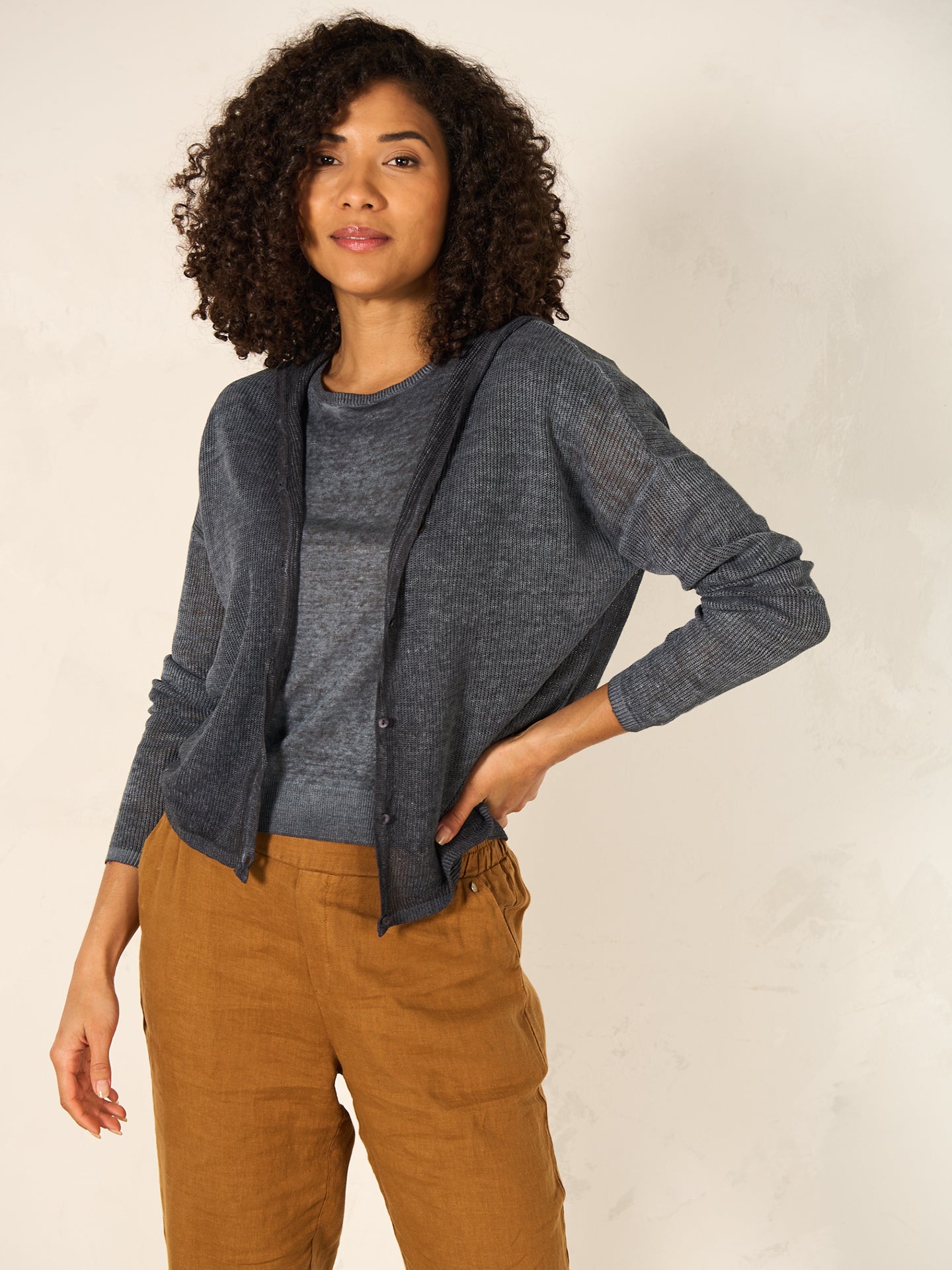 Leinenstrickjacke