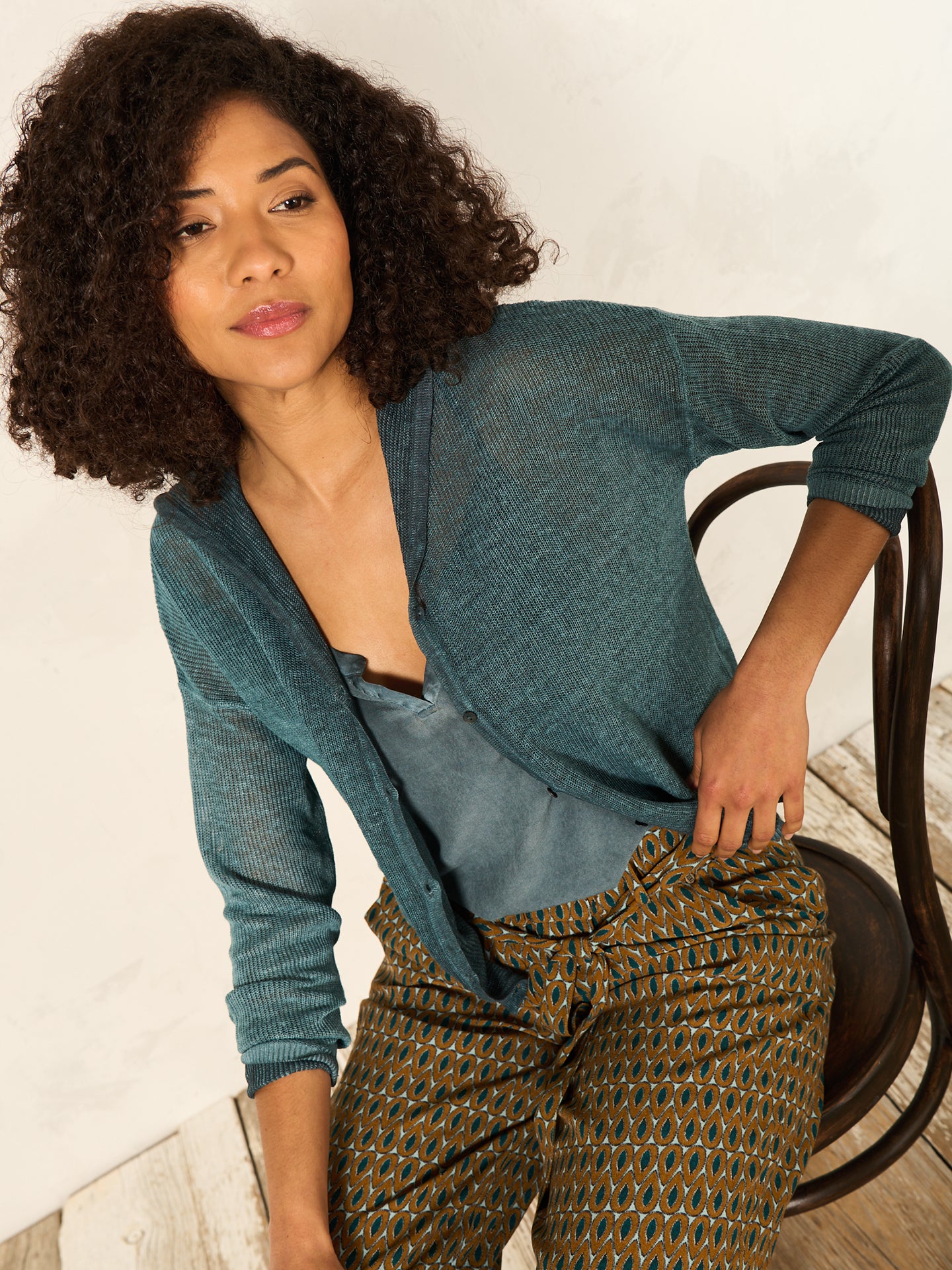 Leinenstrickjacke