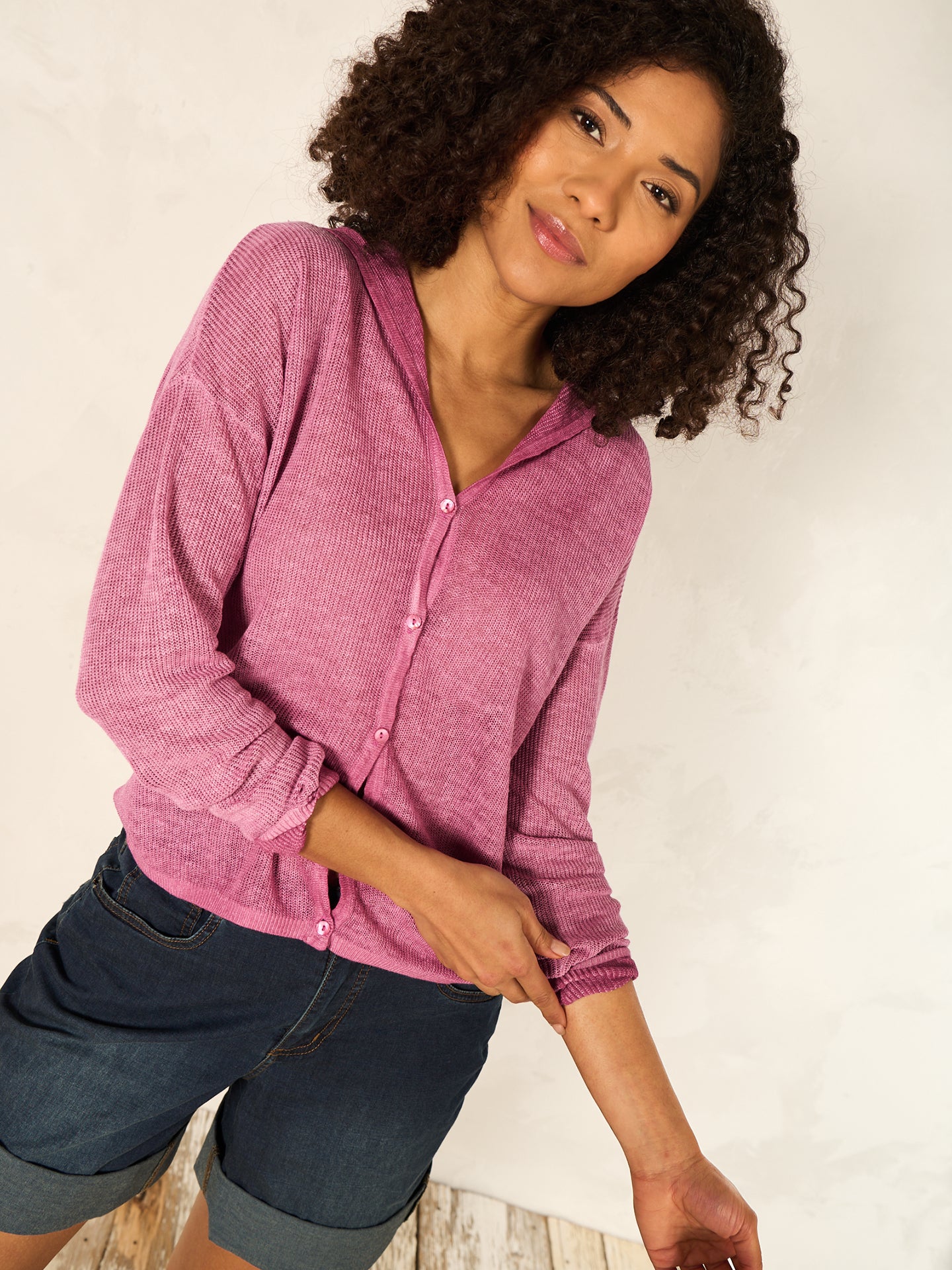 Leinenstrickjacke