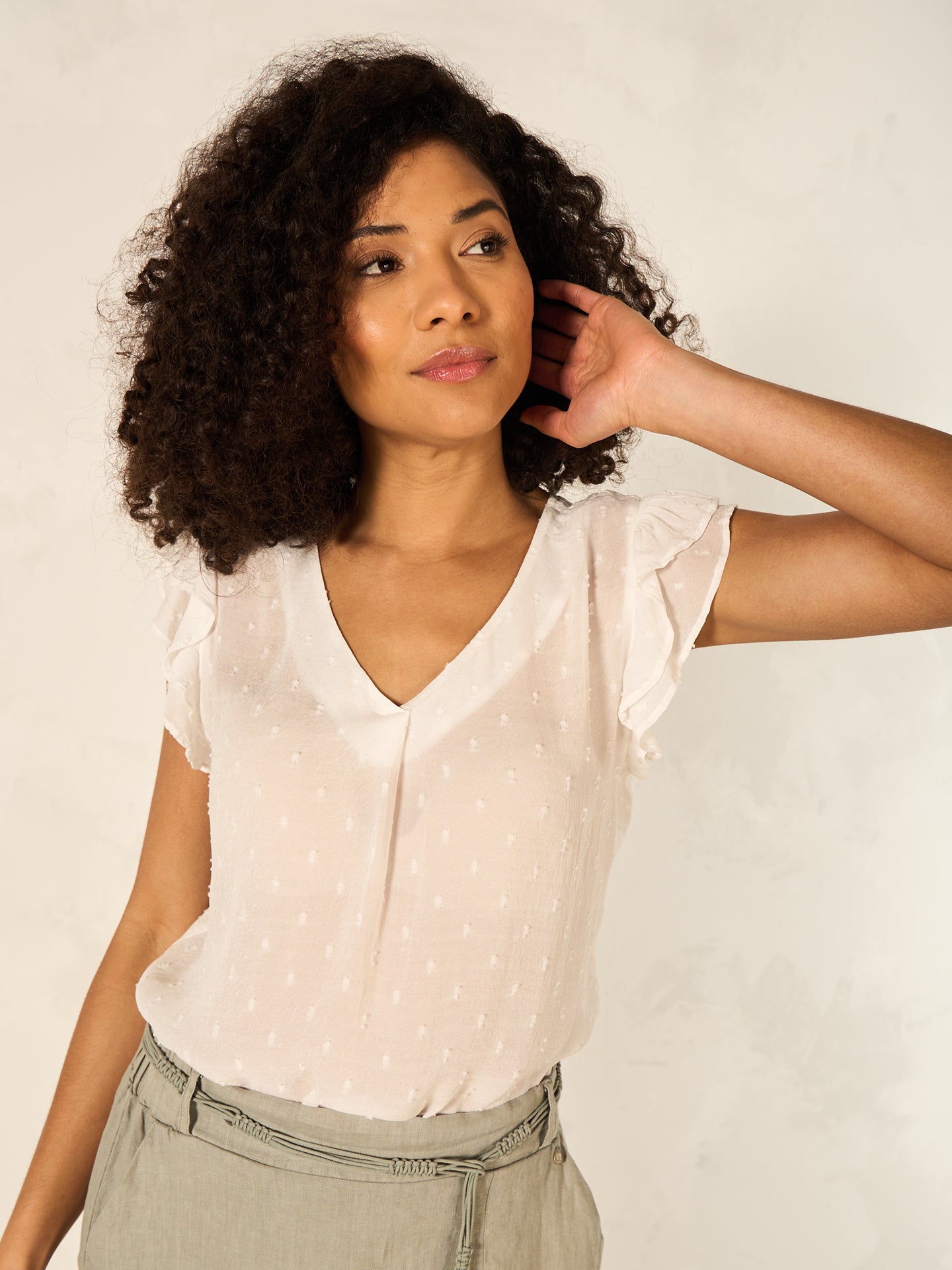 blouse avec détails à volants