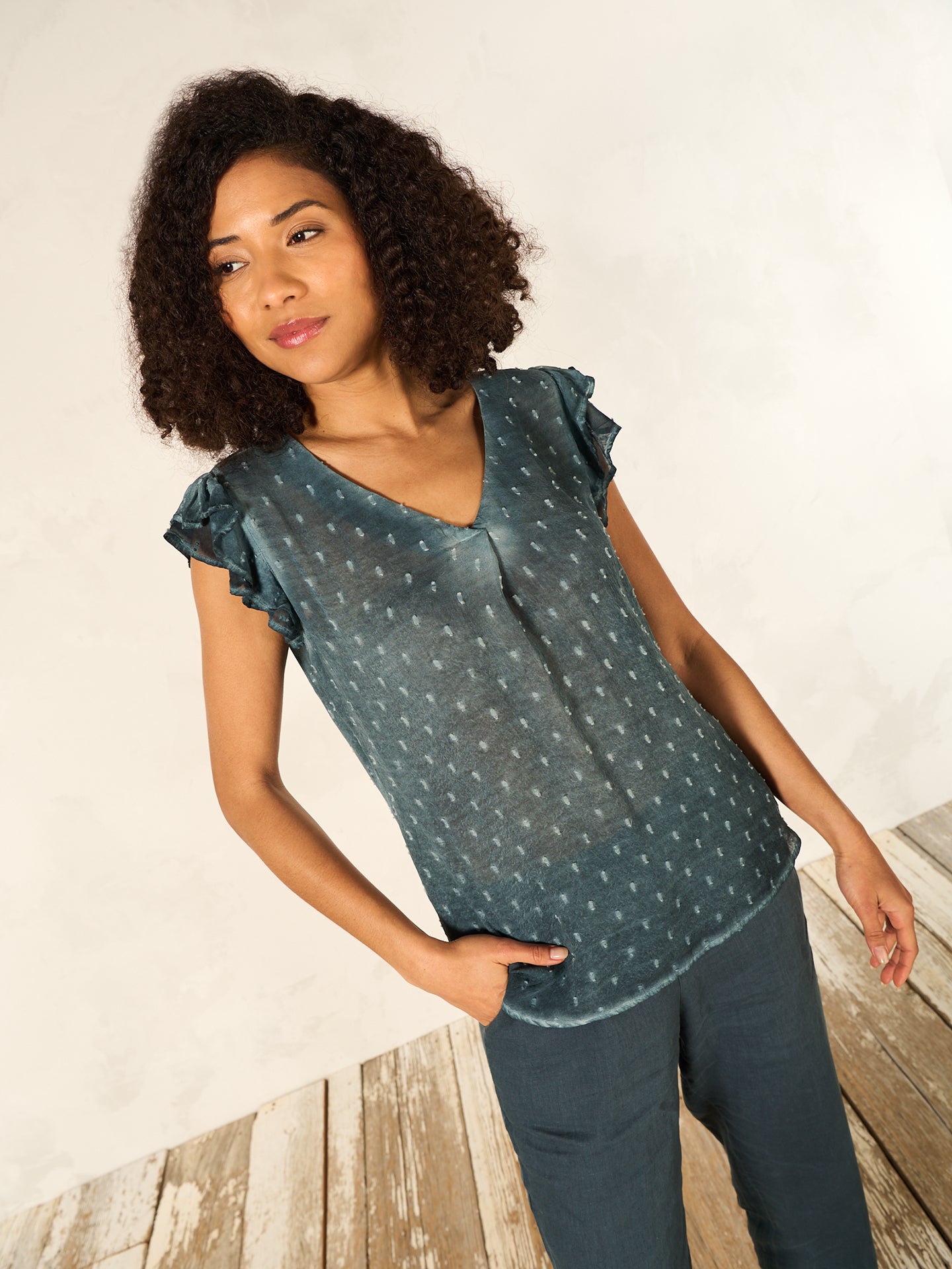 blouse avec détails à volants