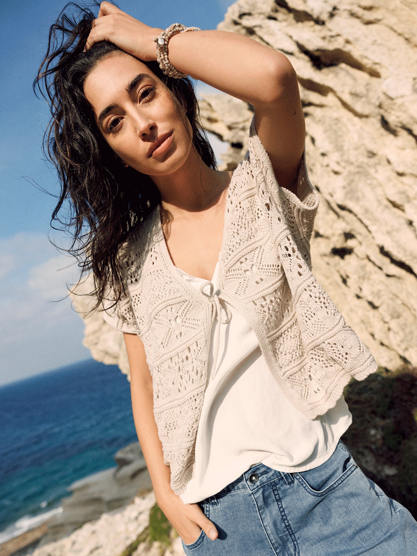 Strickjacke mit V-Ausschnitt
