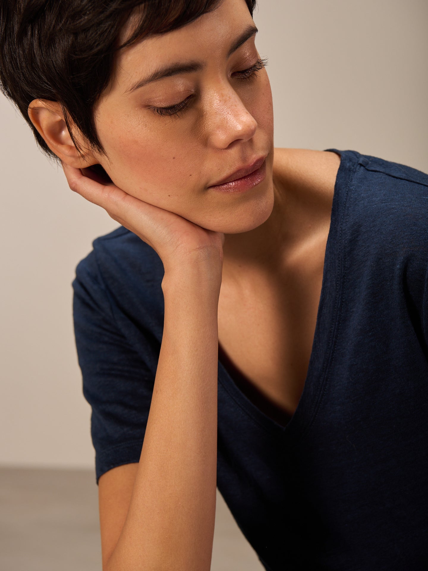 Shirt with V-neck