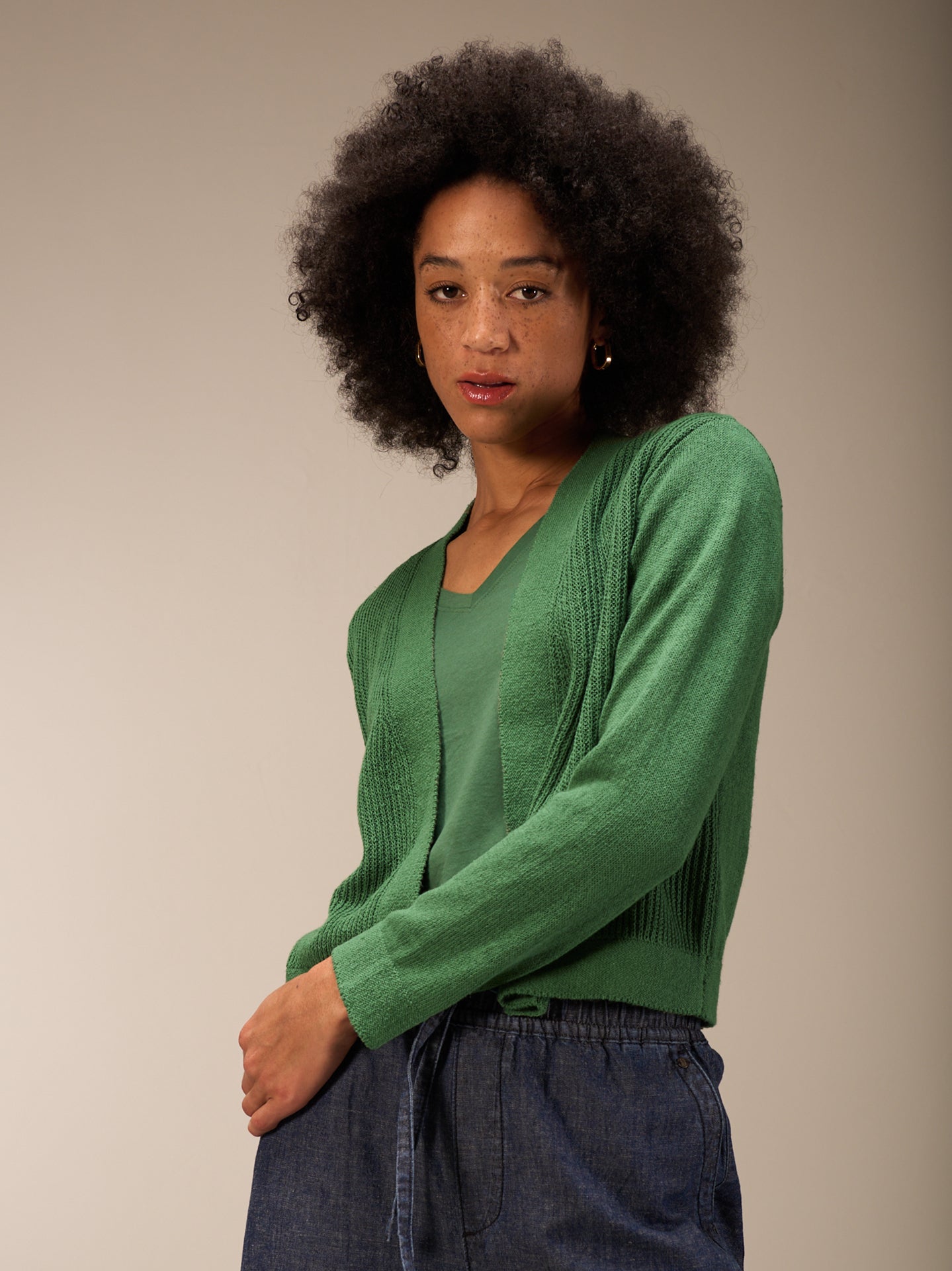 Cardigan with linen