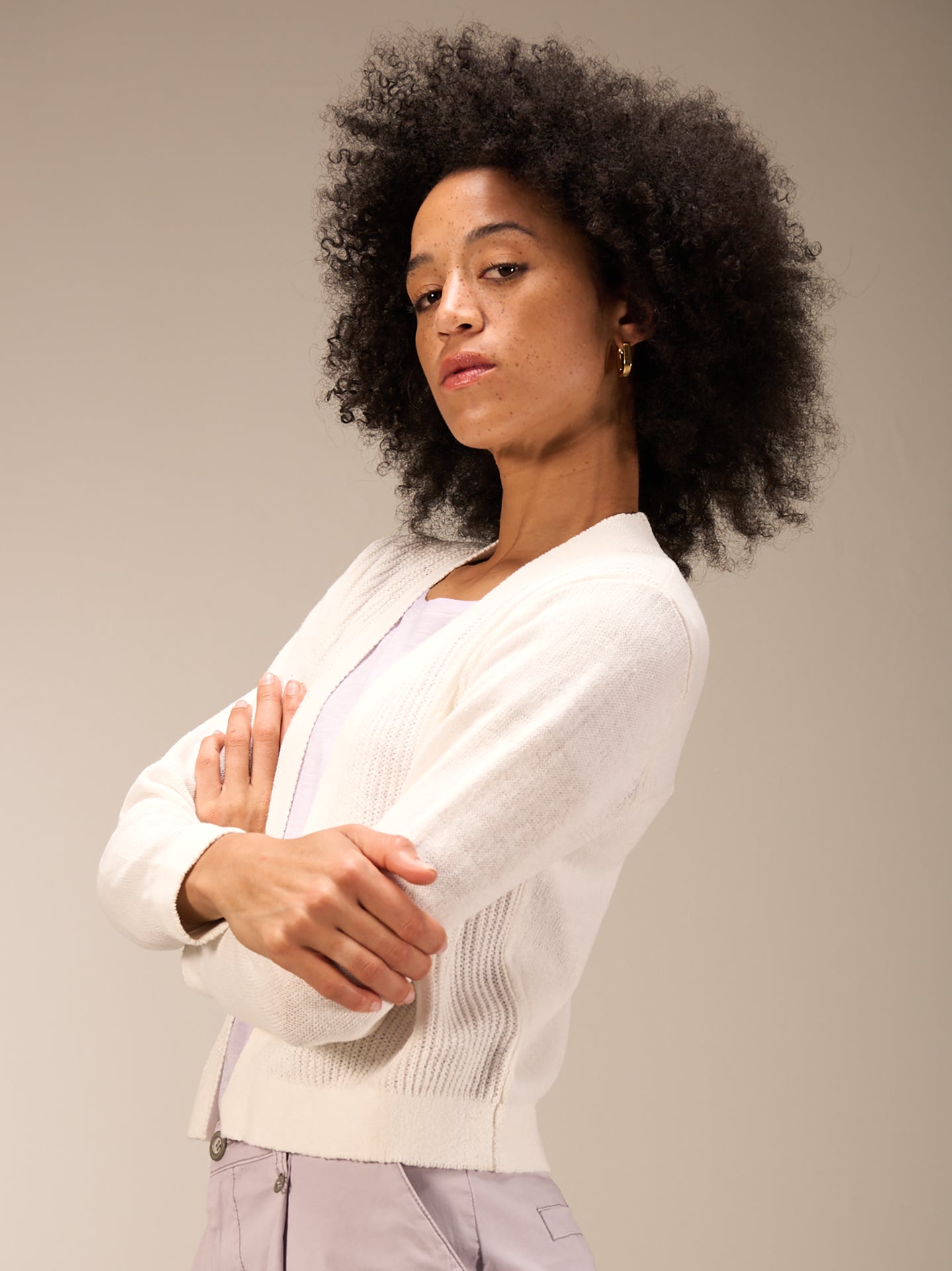 Cardigan with linen