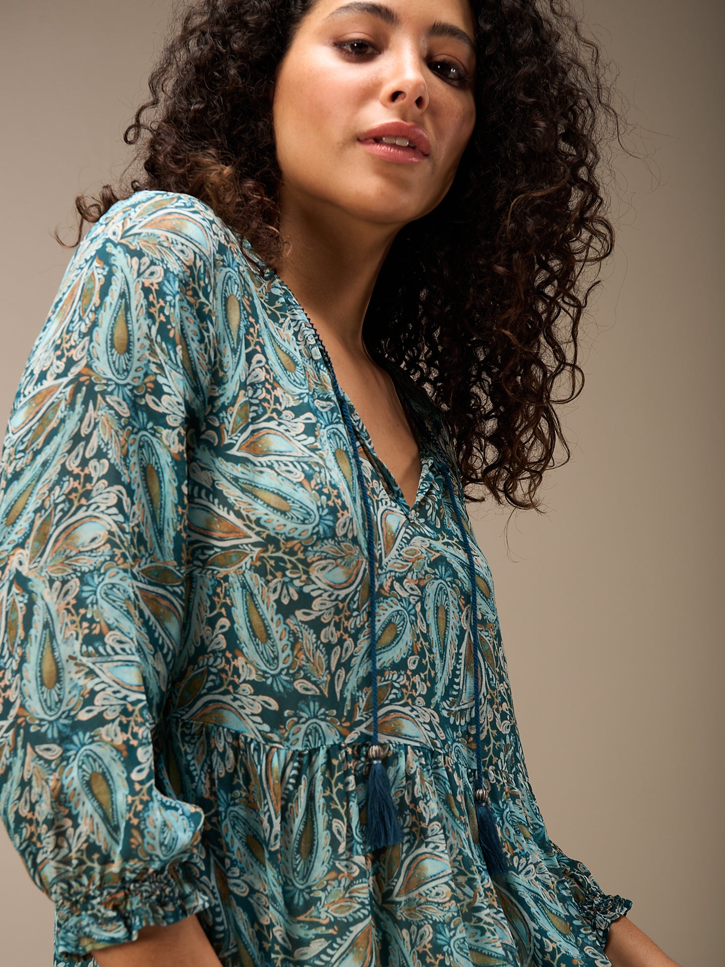 Blouse with flounce