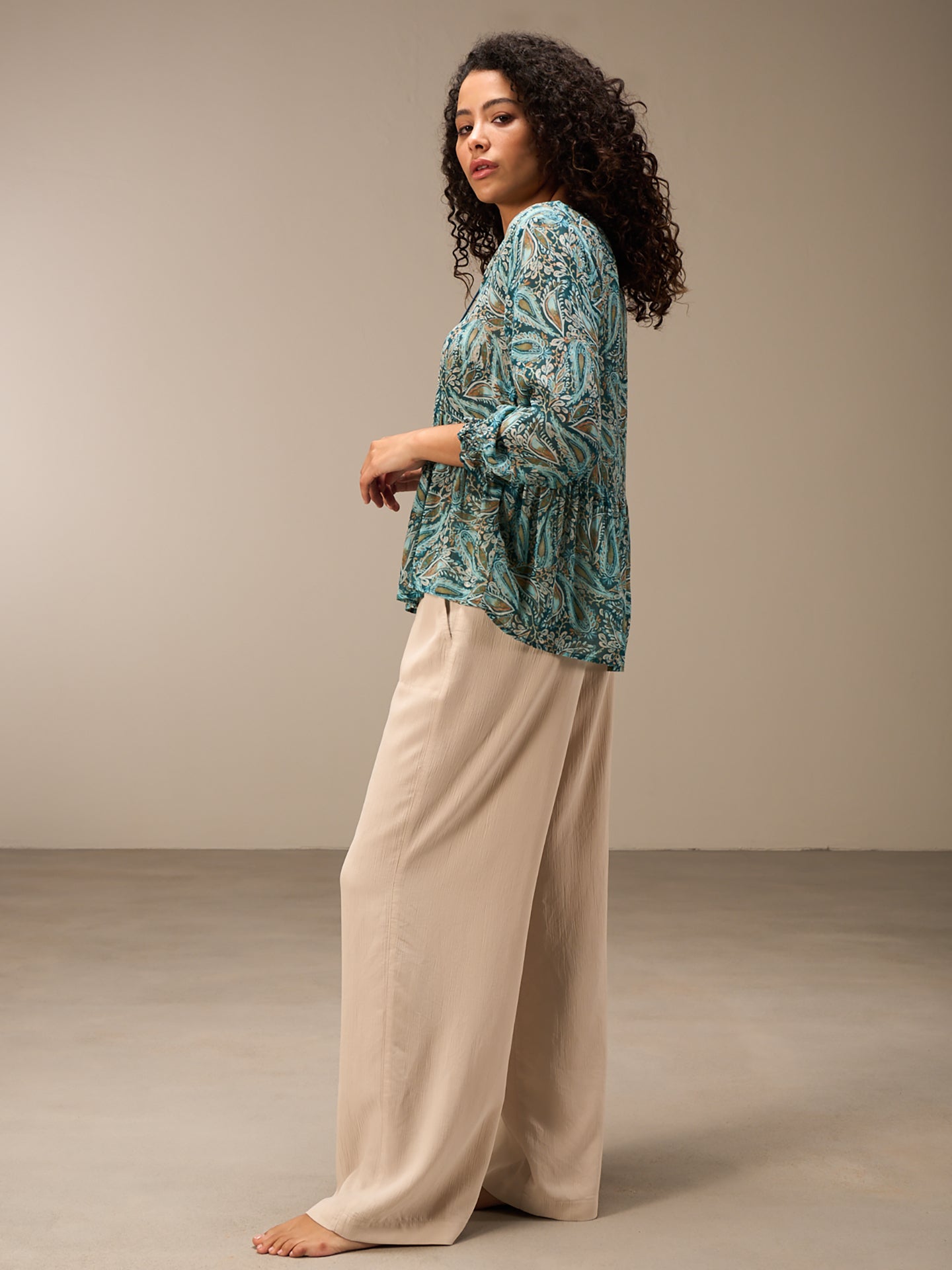 Blouse with flounce