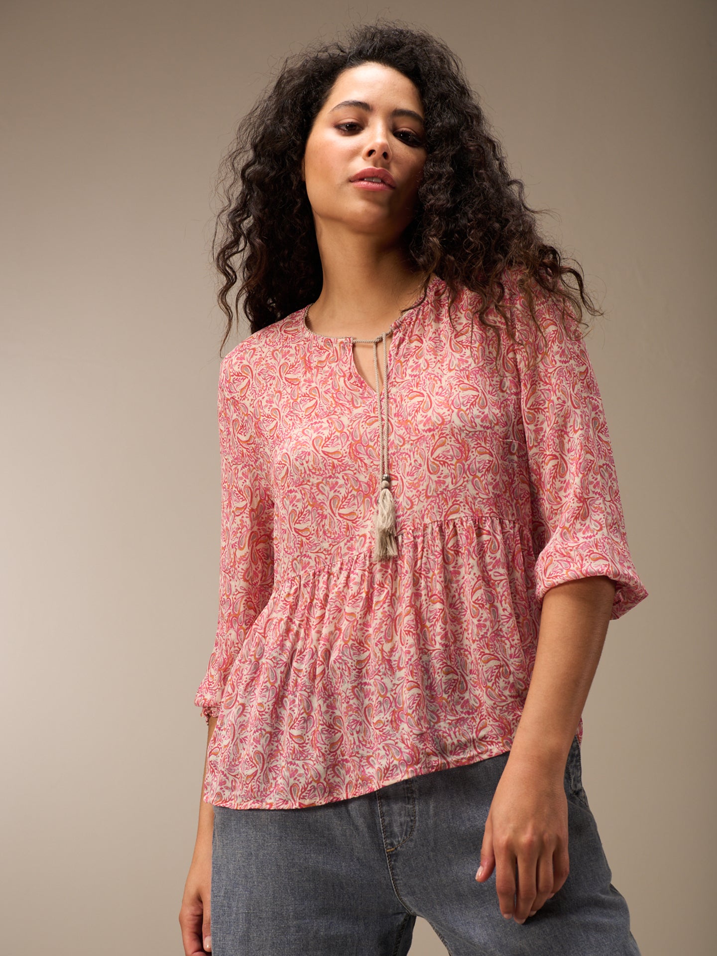 Blouse with flounce