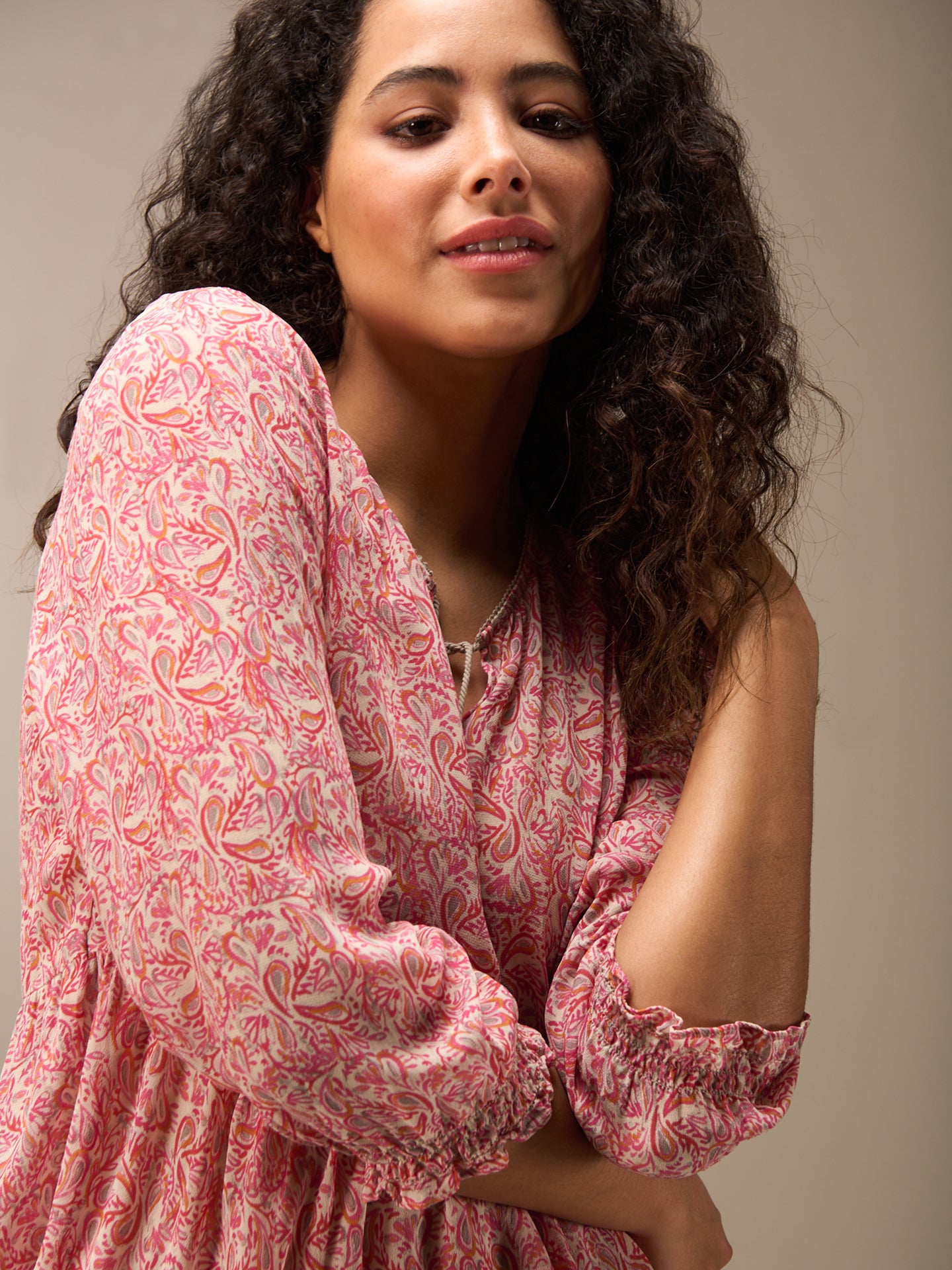 Blouse with flounce