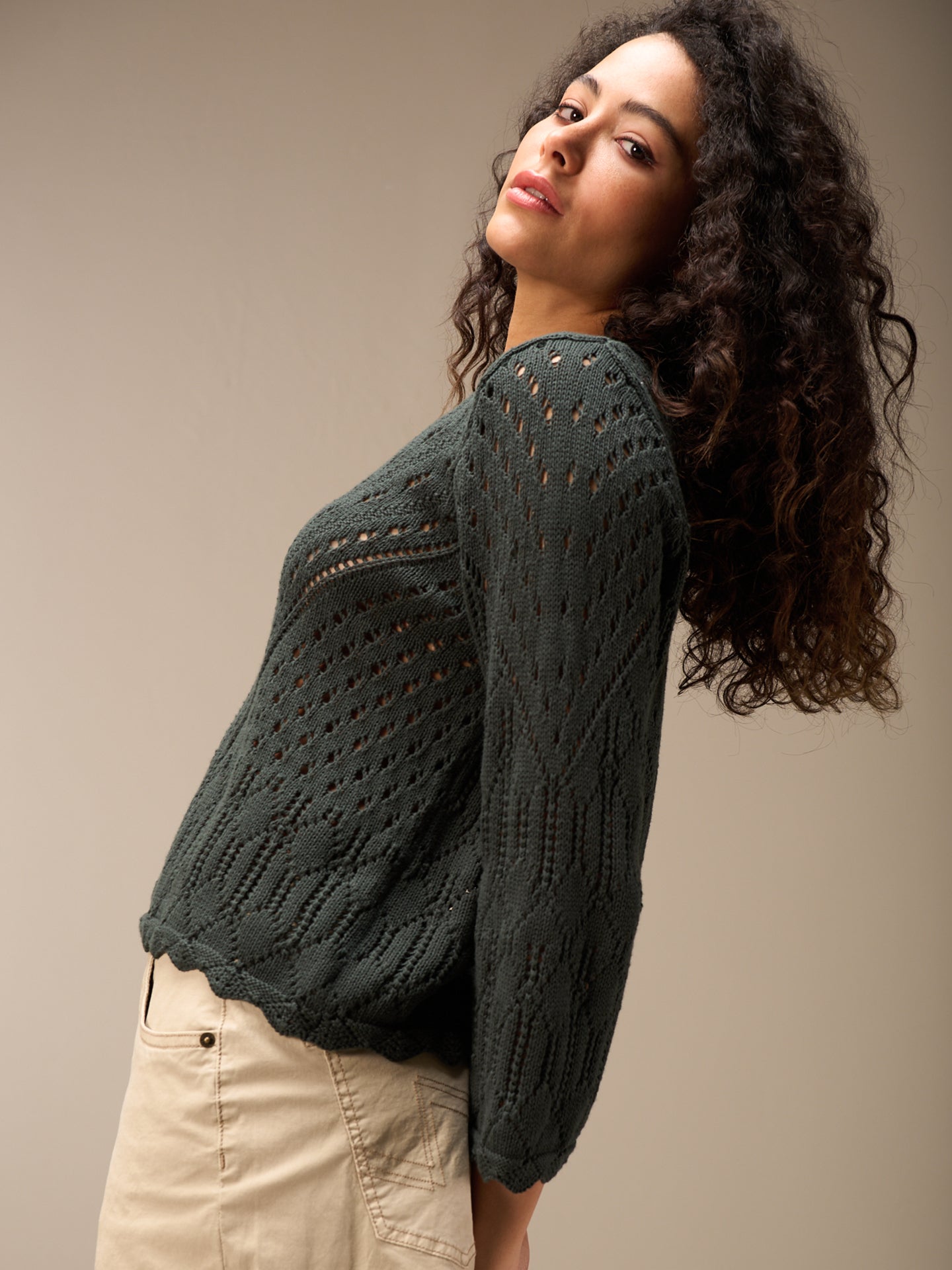 pull en mailles ajourée