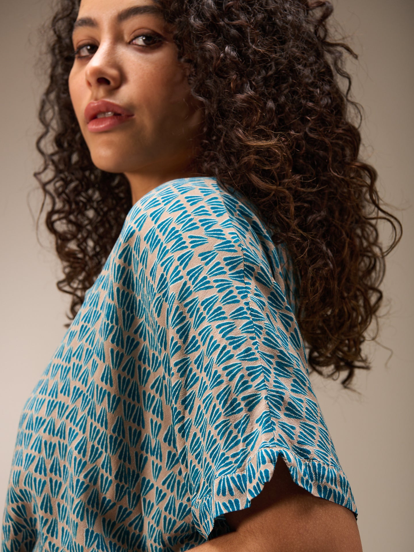 Blouse with stand-up collar