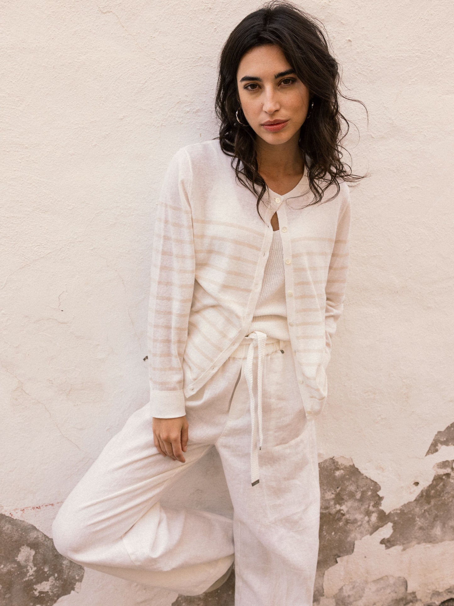Cardigan with linen