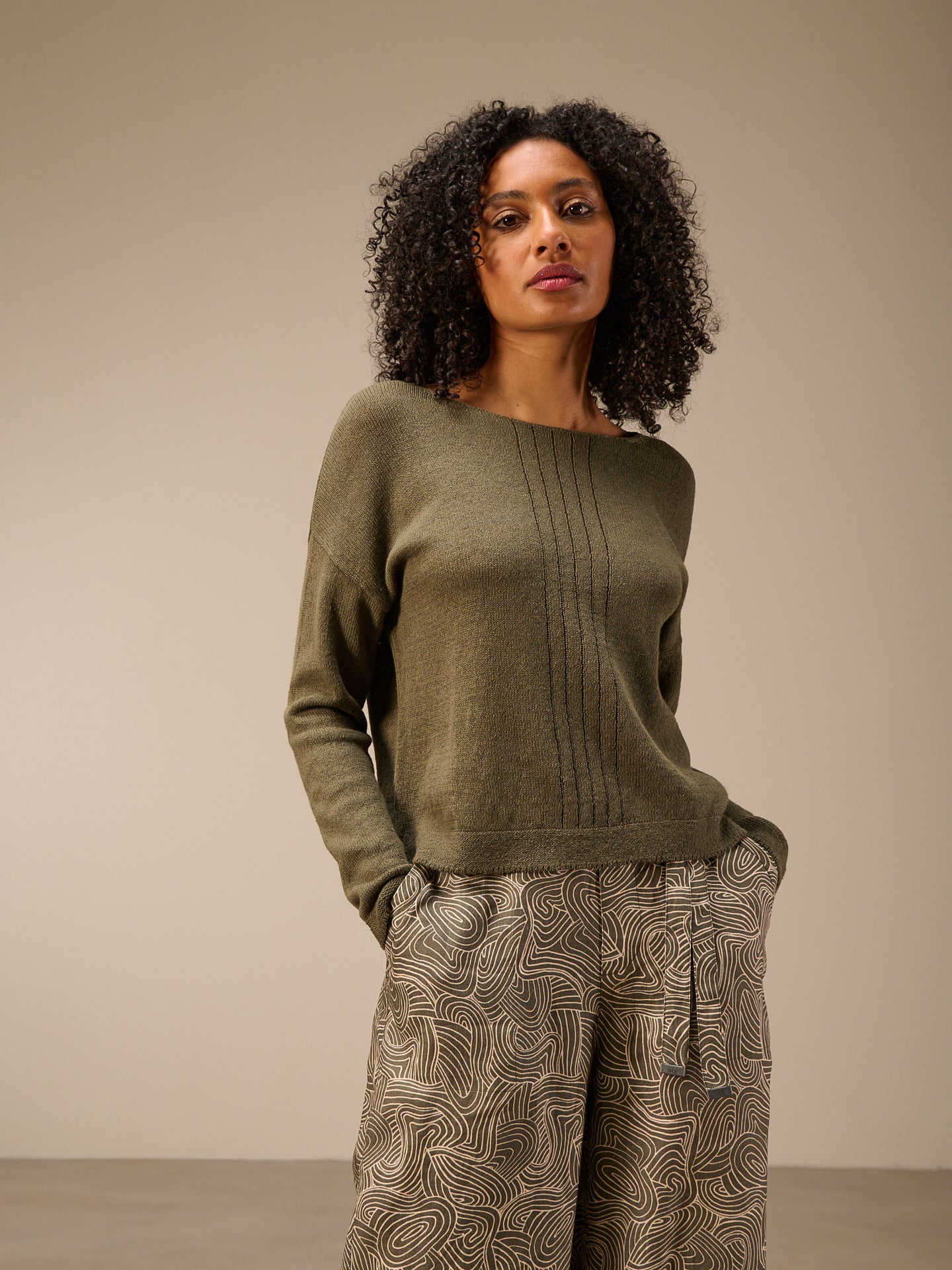 Strickpullover mit Leinen