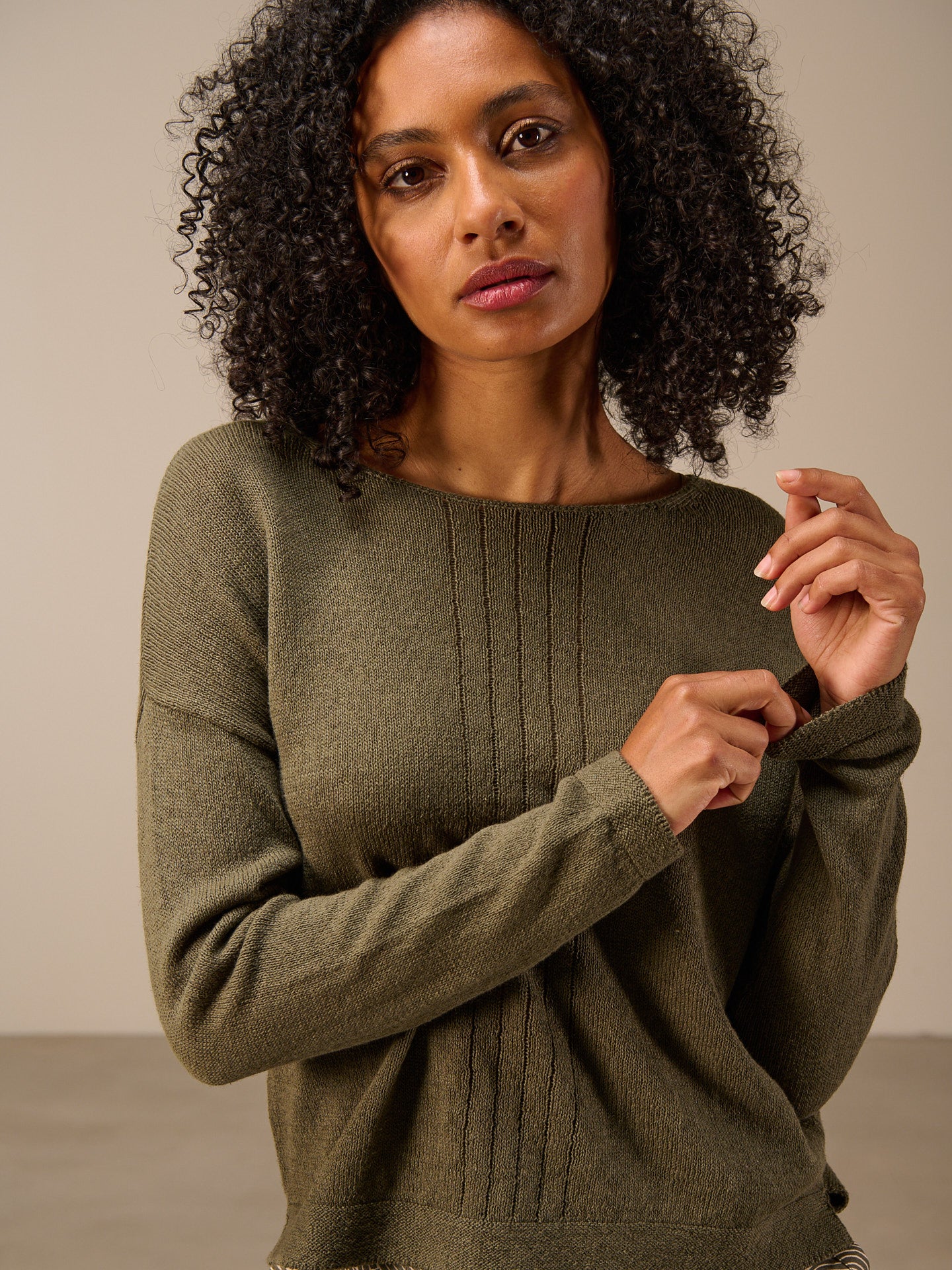 Strickpullover mit Leinen