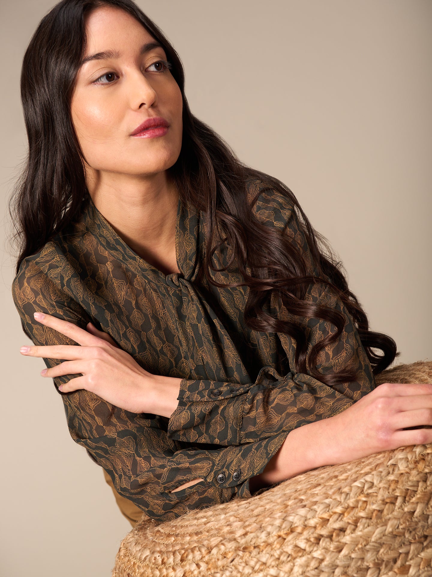 Scarf collar blouse